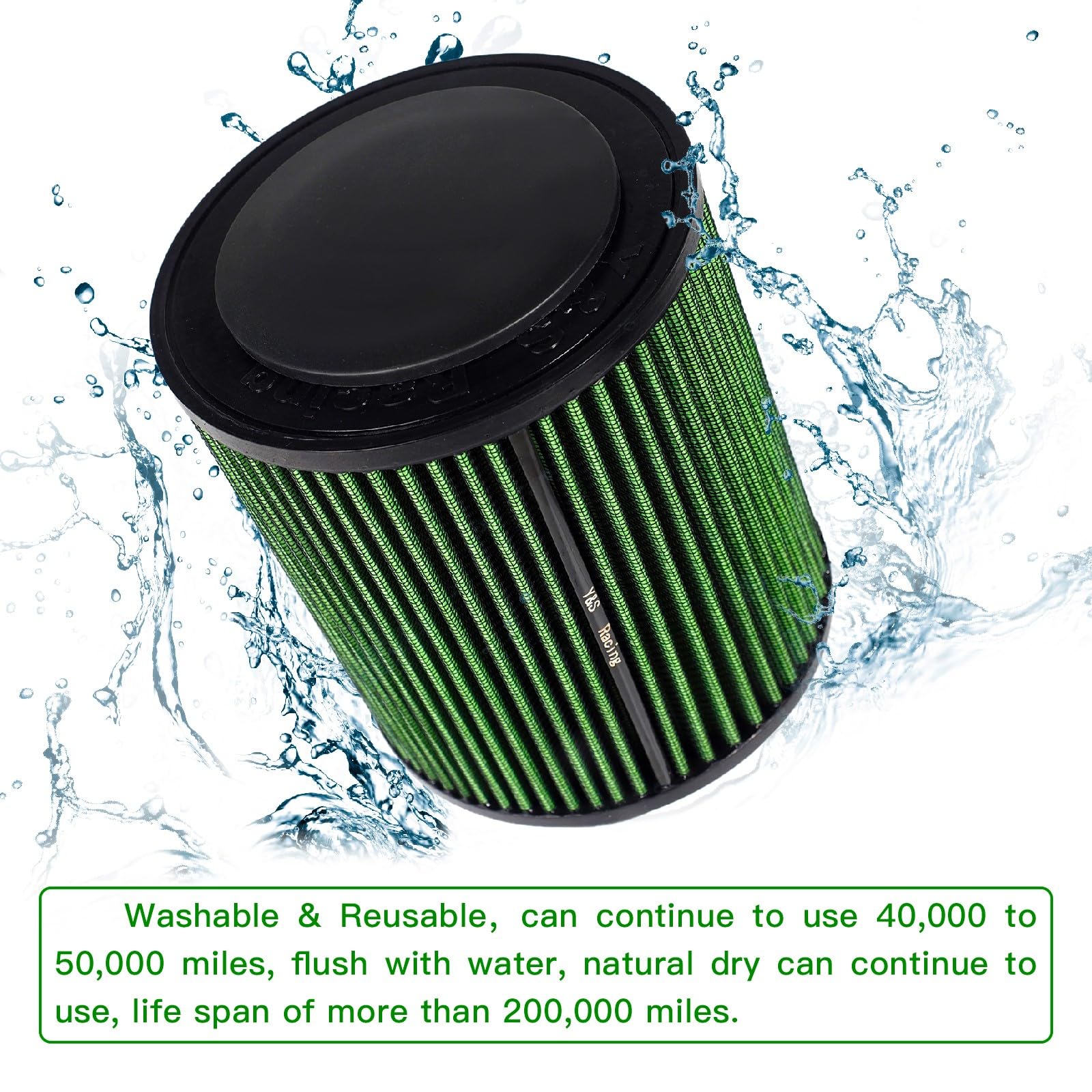 STRECOS High Performance Air Filter Intake Compatible With 2009-2018 Ford Focus ST RS Accessories, Air Intake Filter, Green Colo