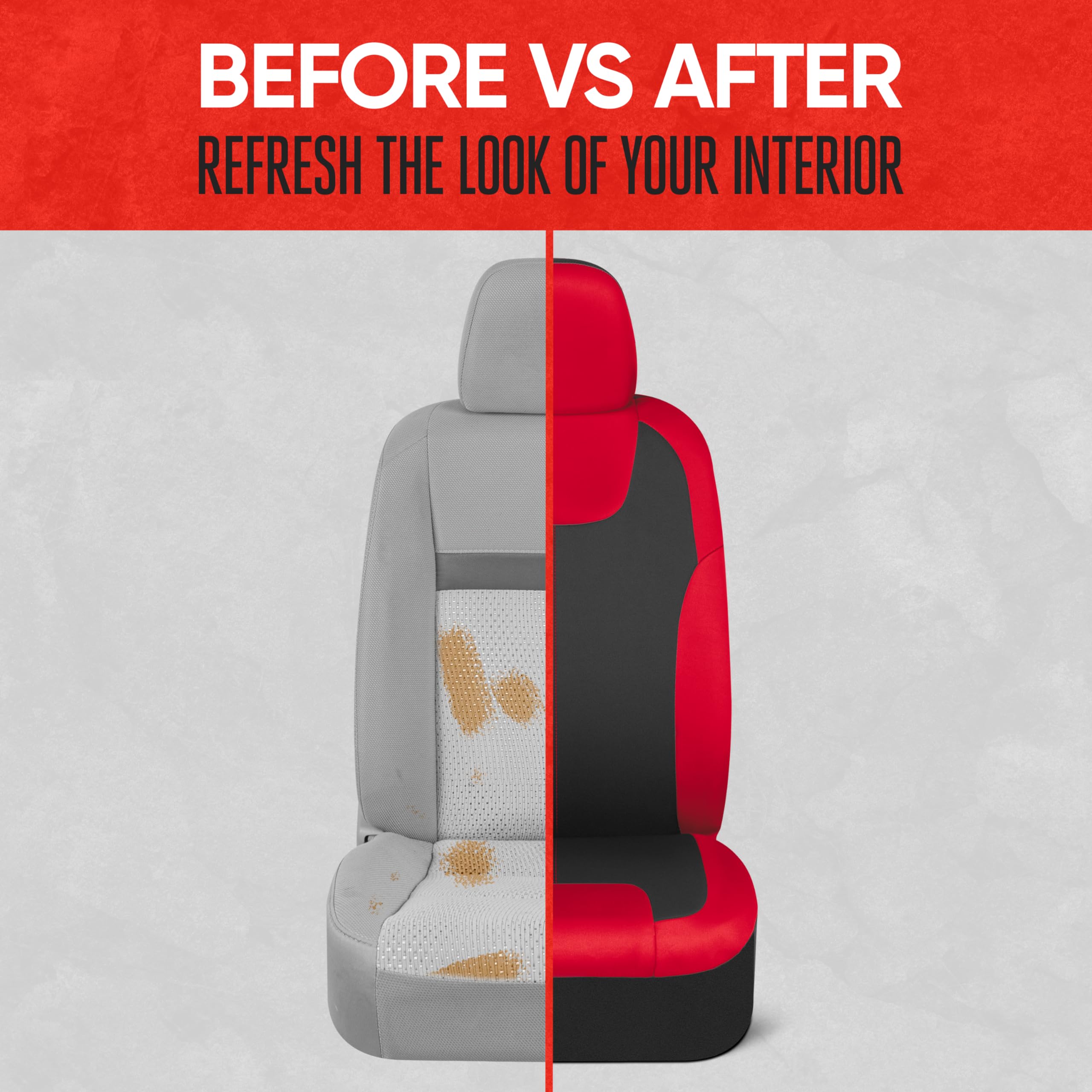 Motor Trend Red/Black Waterproof Seat Covers for Front Seats - Premium Neoprene Red Seat Covers, Car Seat Protectors with Remova