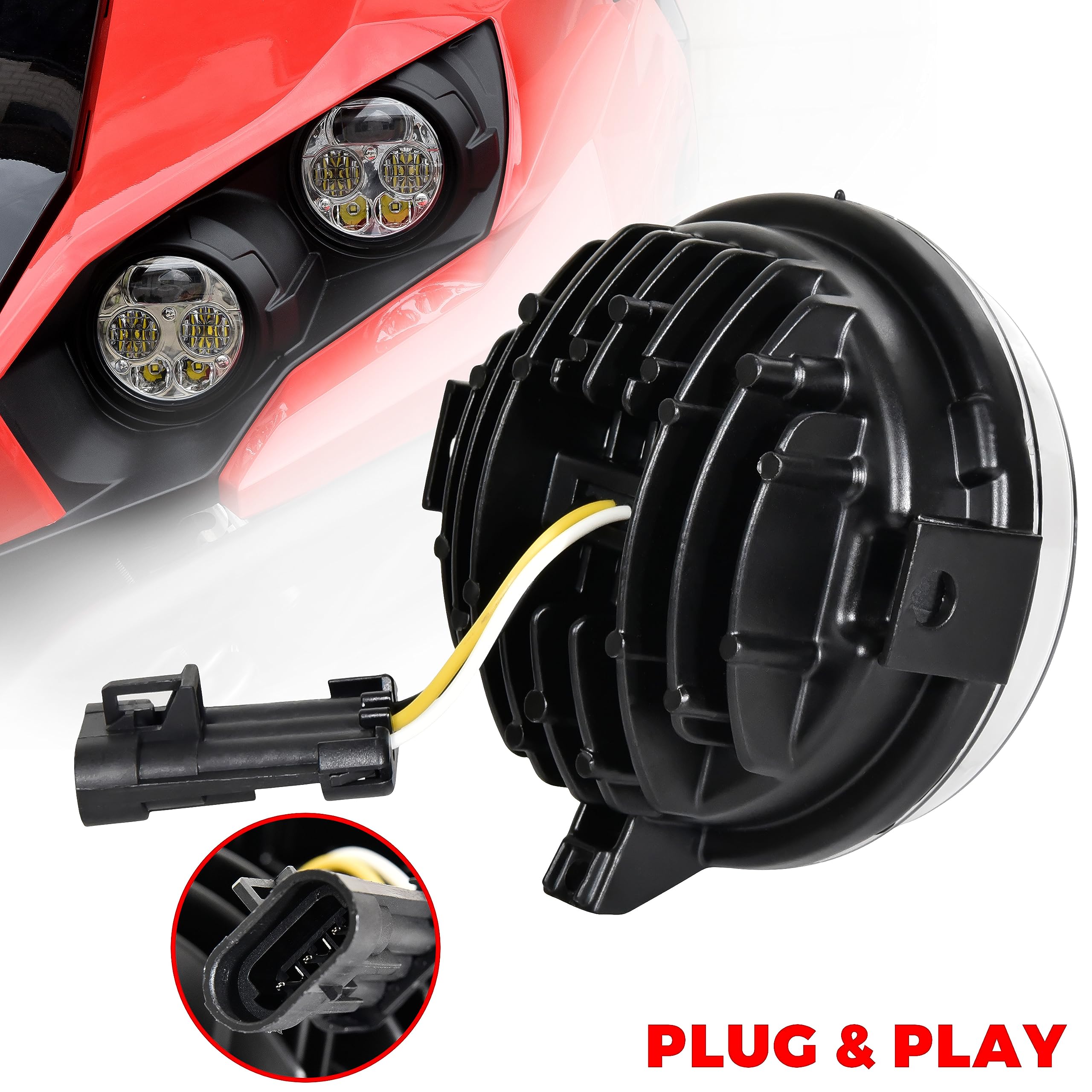 Sautvs Led Headlights Assembly For Teryx, High Low Beam Head Lights Front Lamps For Kawasaki Teryx Teryx4 Brute Force 750 Accessories (2Pcs)