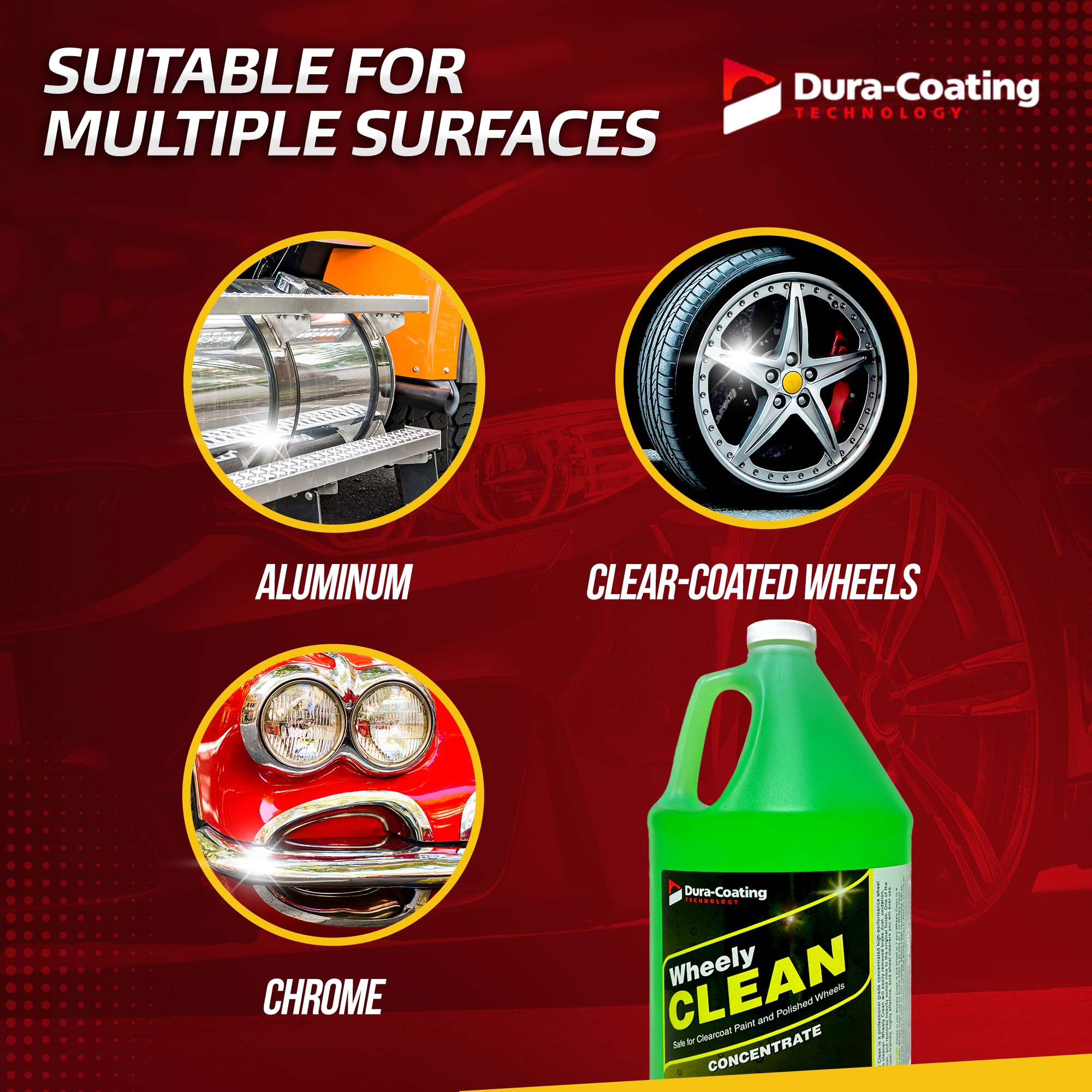 Dura-Coating Technology Wheely Clean Concentrate - Good For Chrome Wheel Cleaner, Clear-Coated, Or Aluminum Wheel Cleaner - Prof
