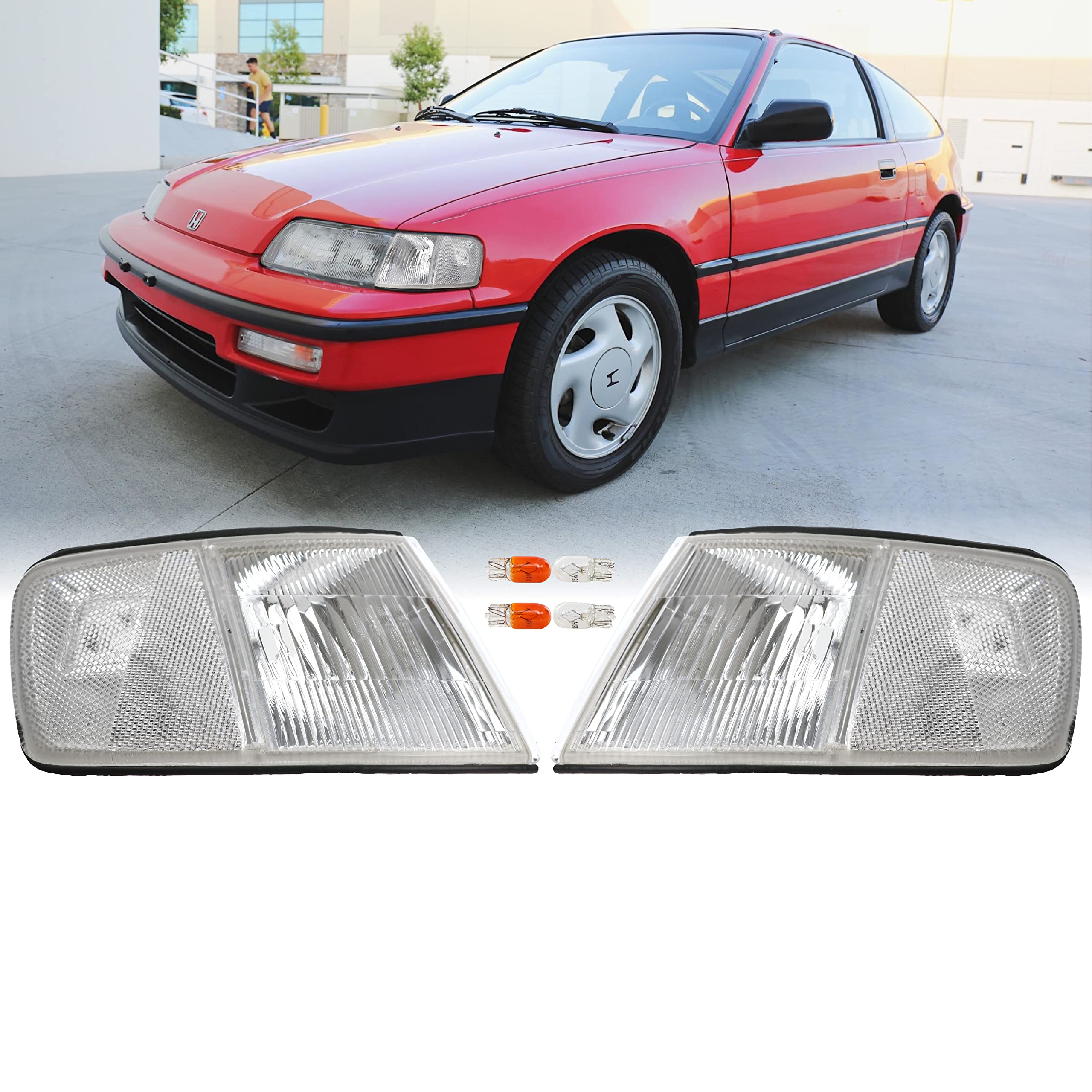 Usr Depo 90-91 Crx Corner Lights - Front Cornering Parking Turn Signal Lamp Set (Left + Right) Compatible With 1990-1991 Honda C