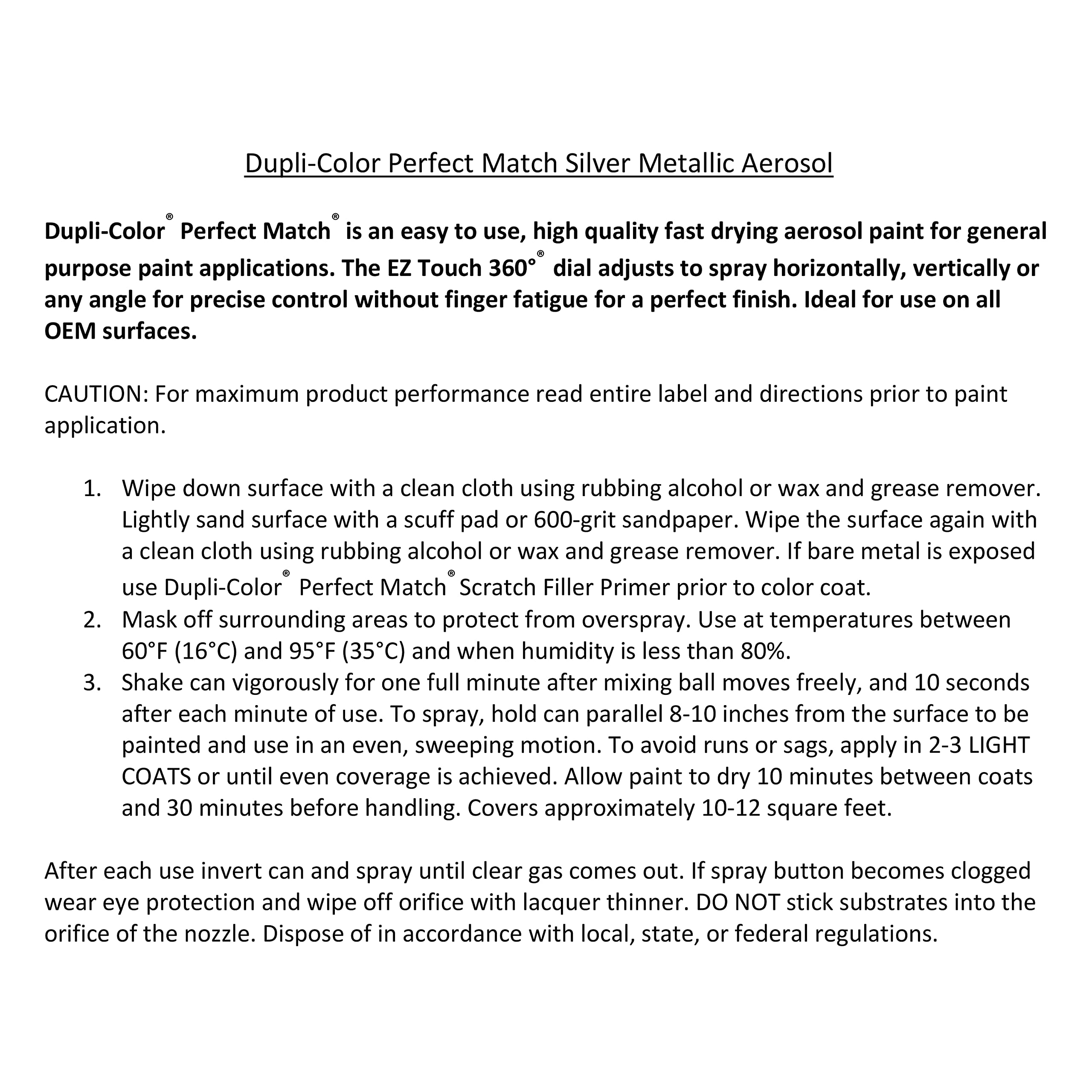 Dupli-Color Ebfm02267 Perfect Match Automotive Spray, Ford Silver Metallic, 1E – 8 Oz. Aerosol Can