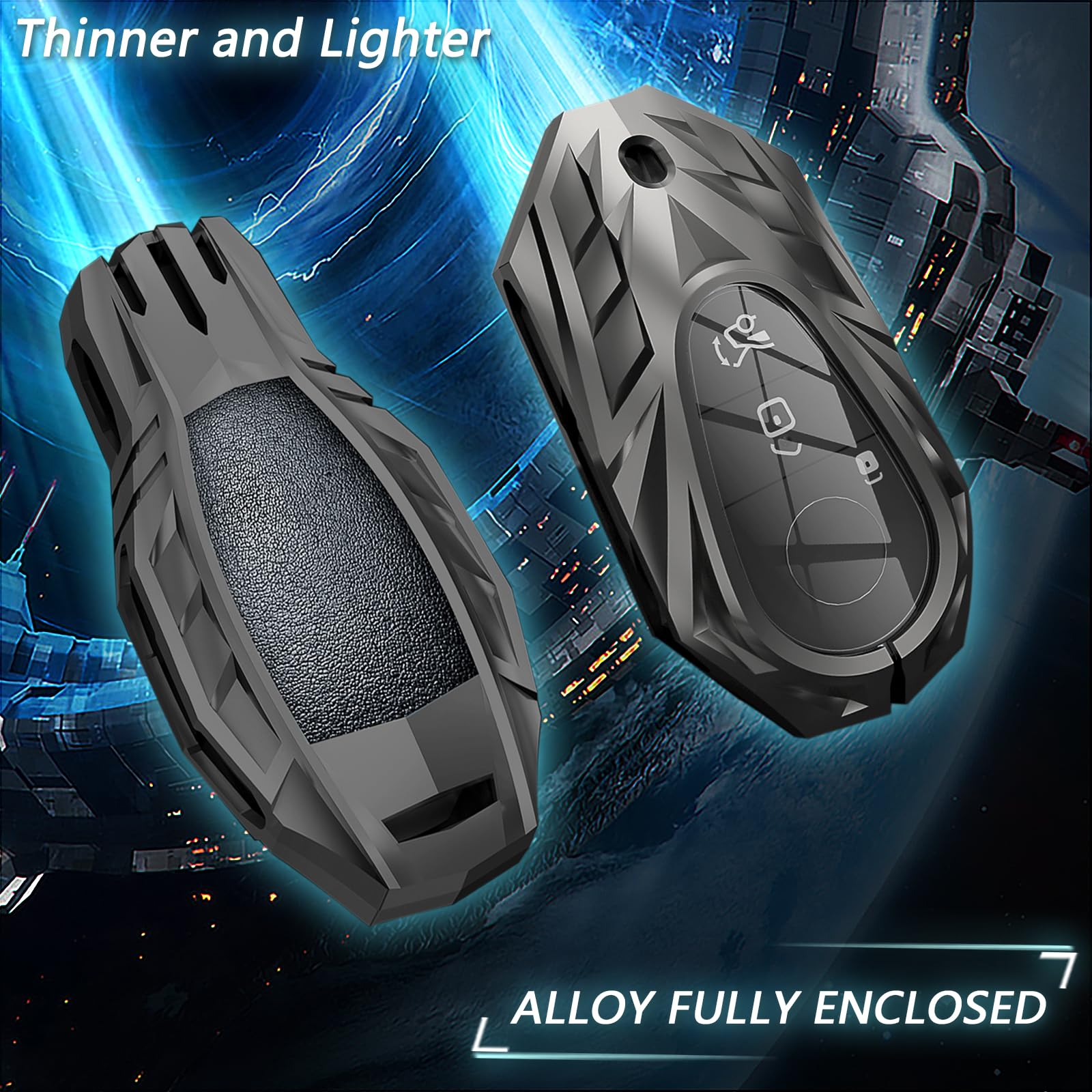 Ocezbiis For Mercedes Benz Key Fob Cover,Keychain,Zinc Alloy Protection Car Key Case For 2020-2023 S-Class C-Class E-Class G-Cla