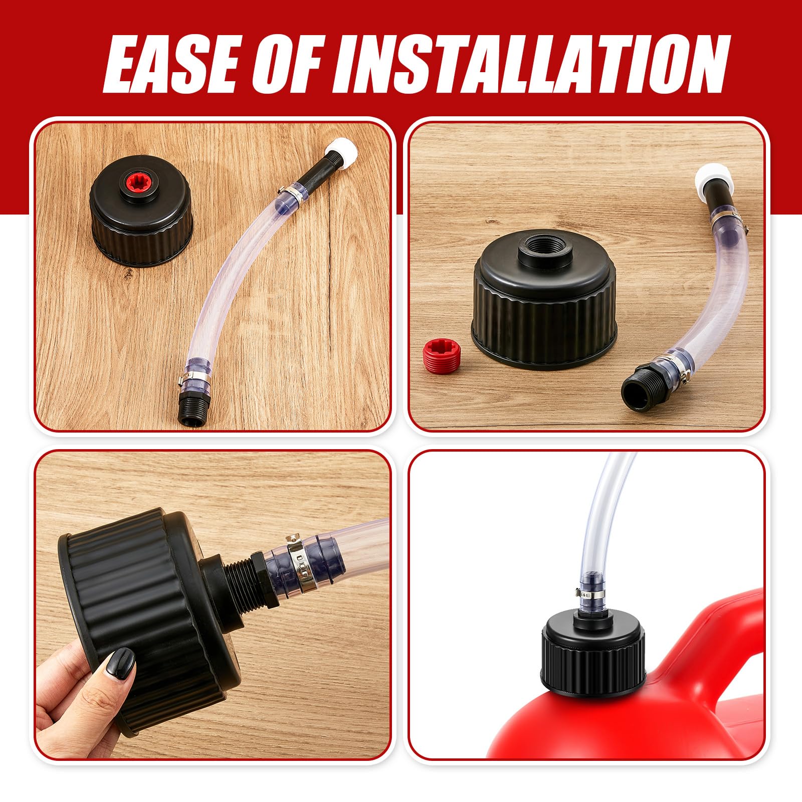 Fabbay 4 Pcs Racing Fuel Jug Caps Hoses 5 Gallon Gas Can Cap Replacement For 5 Gallon Fuel Jug Tank(Classic Style)