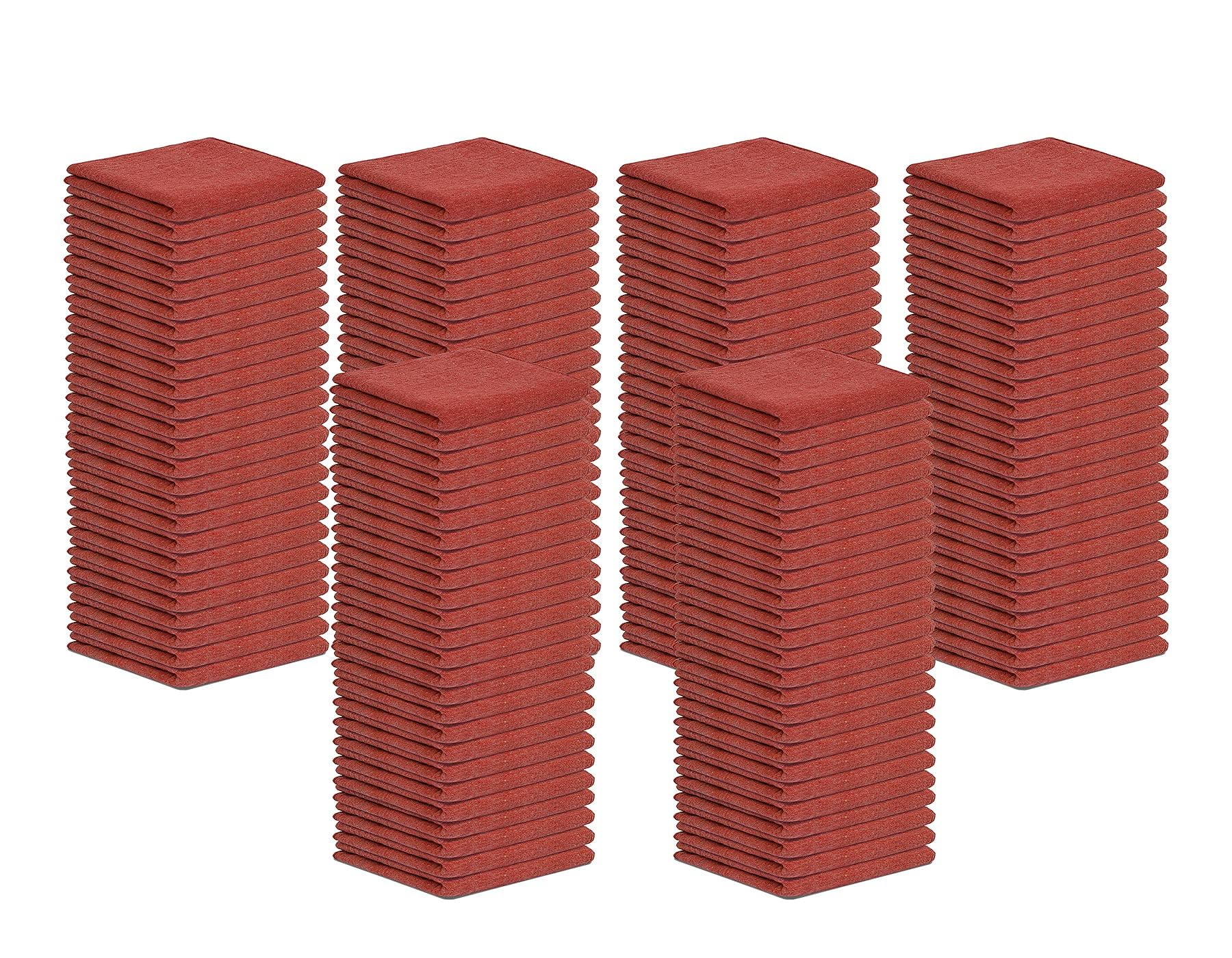 Stf Linen Cotton Shop Towels Red - (Pack Of 150) Size 14X14 Inches Cleaning Rags - Absorbent Shop Rags And Multipurpose Cleaning