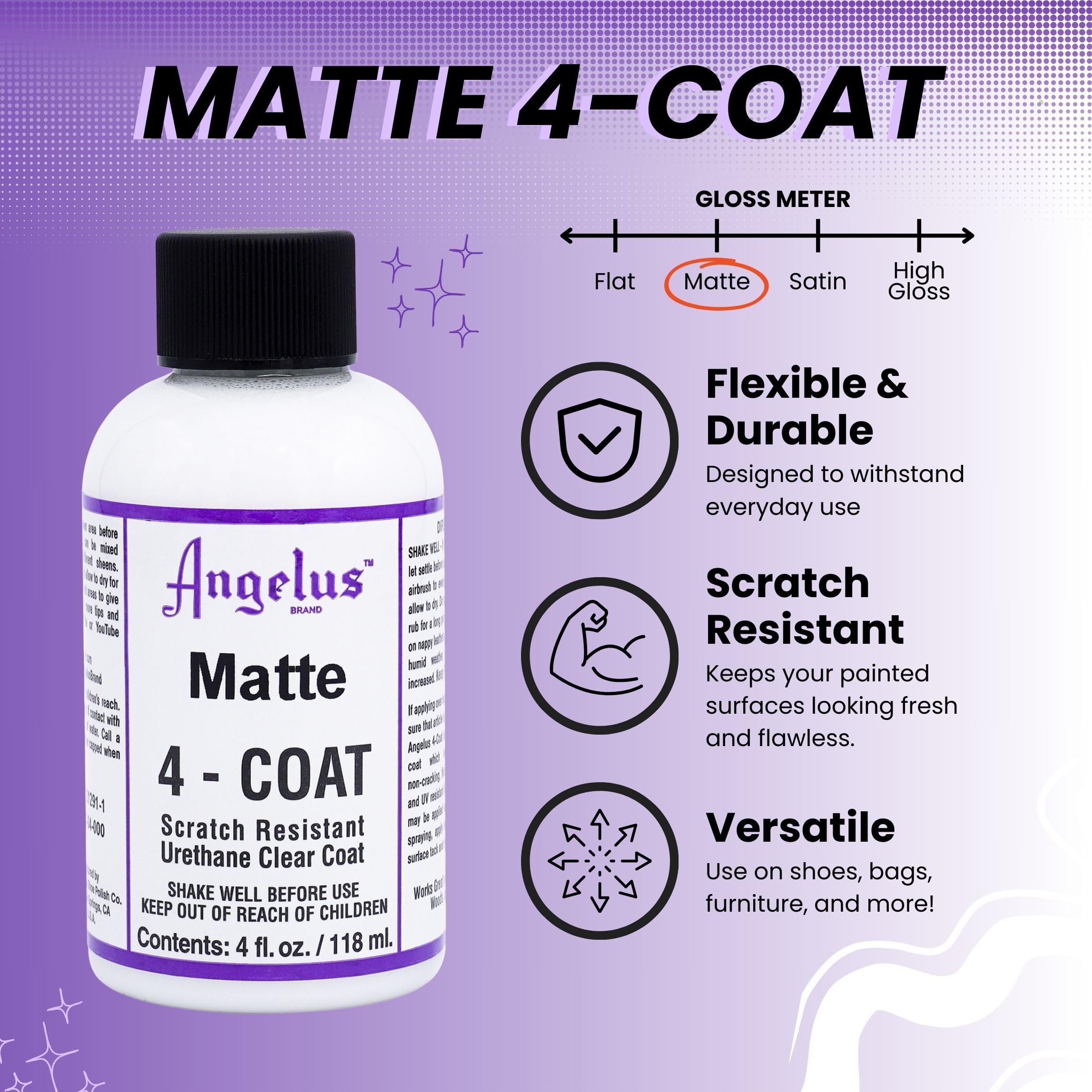 Angelus Matte 4-Coat Scratch-Resistant Leather Sealer - Durable, Flexible, Clear Coat Protection For Leather Shoes, Bags, Jacket