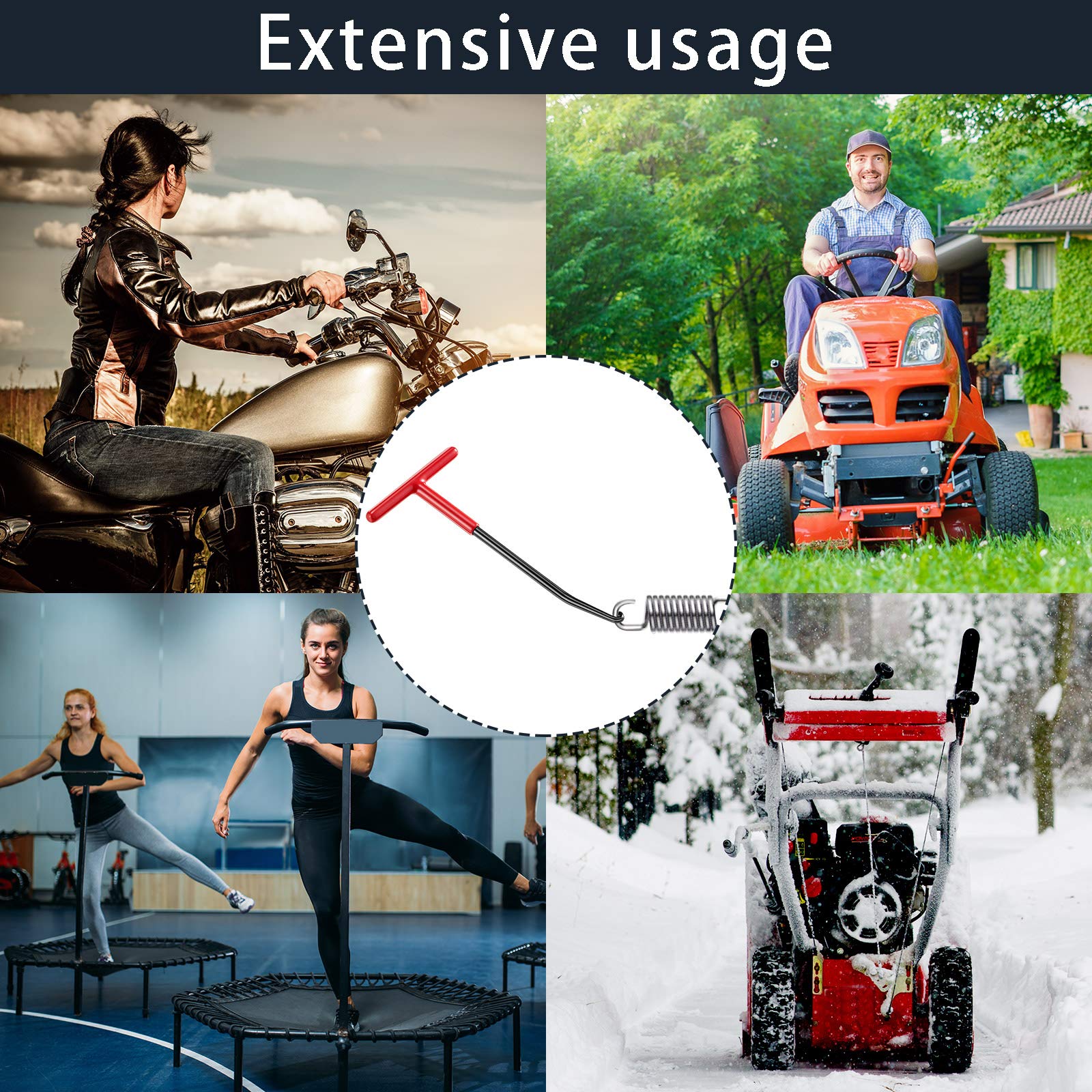 2 Pieces Exhaust Spring Puller Tool Motorcycle Exhaust Spring Hooks, T Handle Exhaust Spring Hooks Snowmobile Spring Puller Removal Tool Pipe Spring Puller for Motorcycle Dirt Bike (Red with Black)