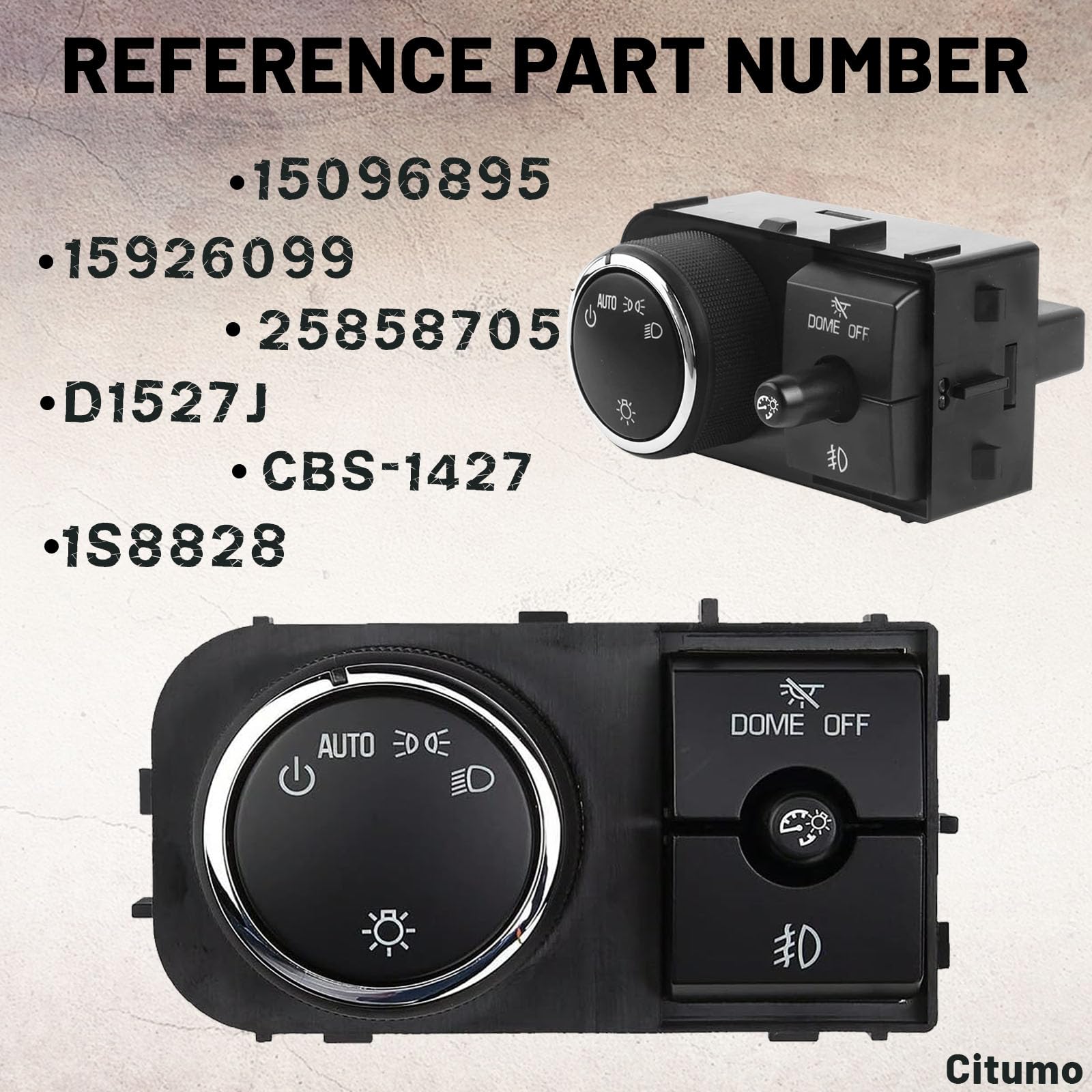 25858705 1527J Equipment Headlamp, Instrument Panel Dimmer, And Dome Lamp Switch, With Fog Lamp Switch