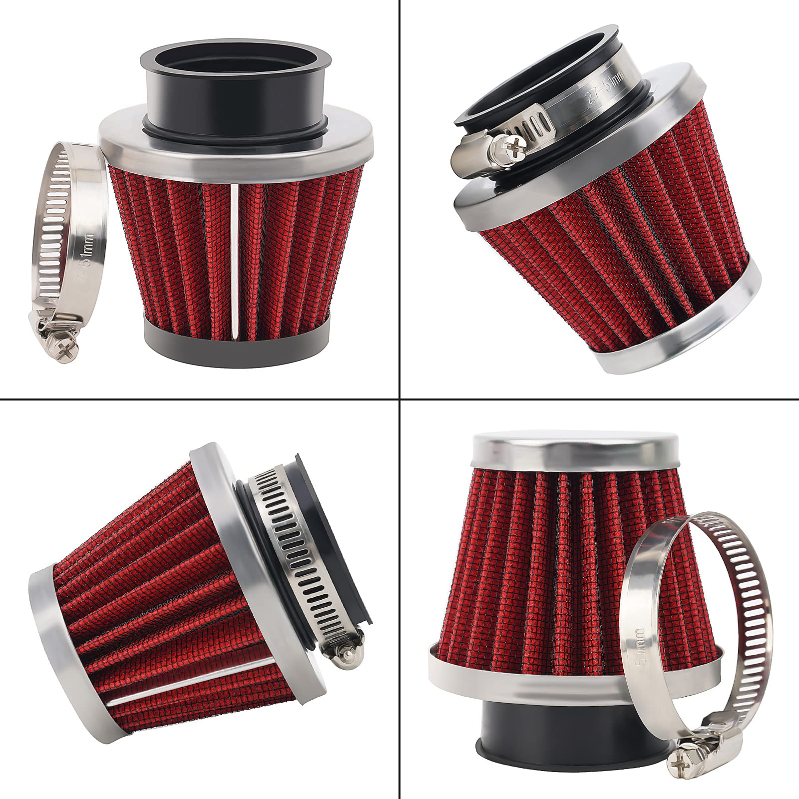 Ahl Red 42Mm Warehouse Performance Air Filter Pod / 150Cc-250Cc Motorcycle Scooter Atv Dirt Bike(1Pc)