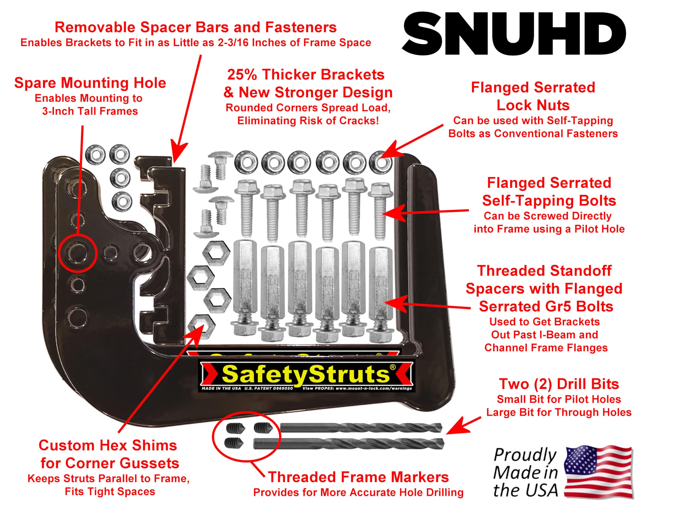 Mount-n-Lock SafetyStruts Heavy Duty RV Bumper Brackets (1SNUHD, Heavy Duty)