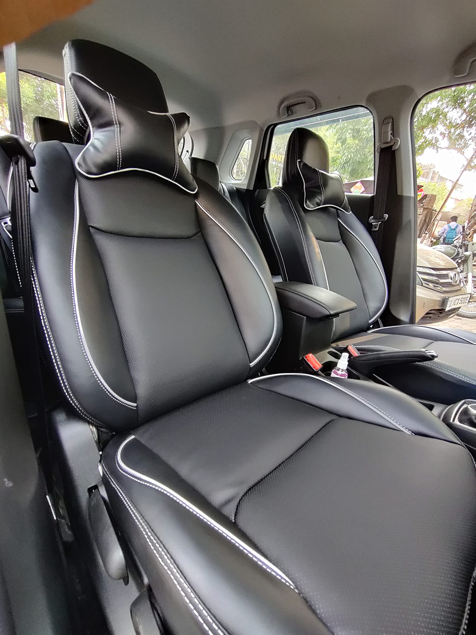 3D FRONTLINE PU Leather Best Fit Bblack Car Seat Cover Compatible with Hyundai Venue