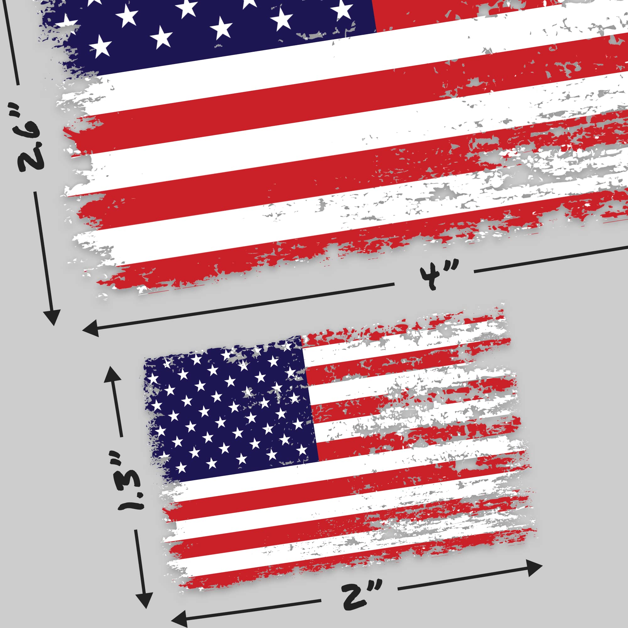 Stickios American Flag Decals (8 Small, 2 Medium) - Made In The Usa - Distressed, Patriotic Vinyl Flag Stickers For Cars, Trucks