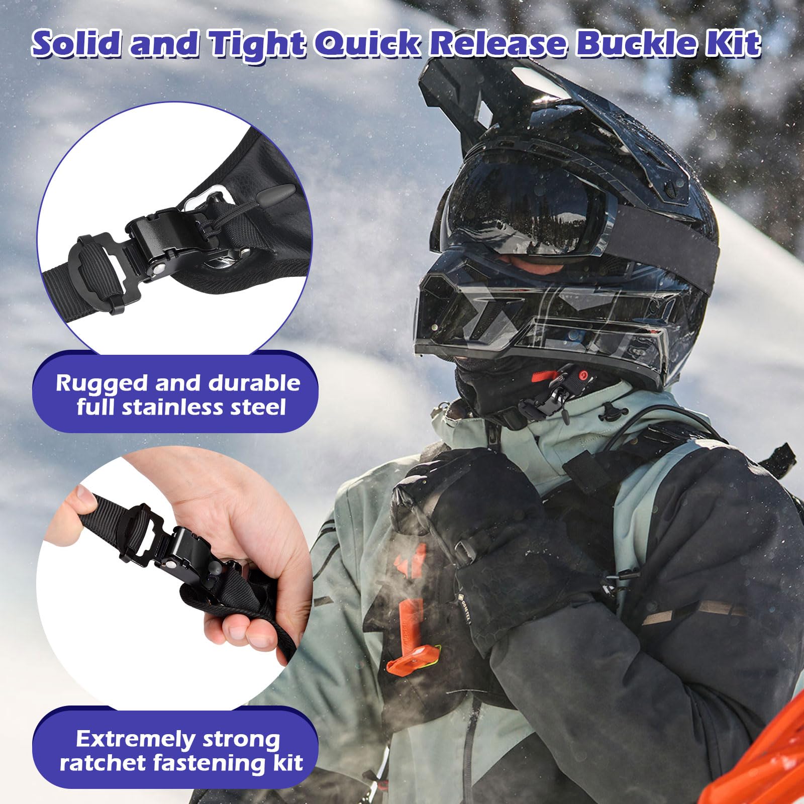 iGuerburn Motorcycle Helmet Quick Release Buckle Kit, Stainless Steel Motorcycle Helmet Accessories Chin Strap Buckle for D-RING