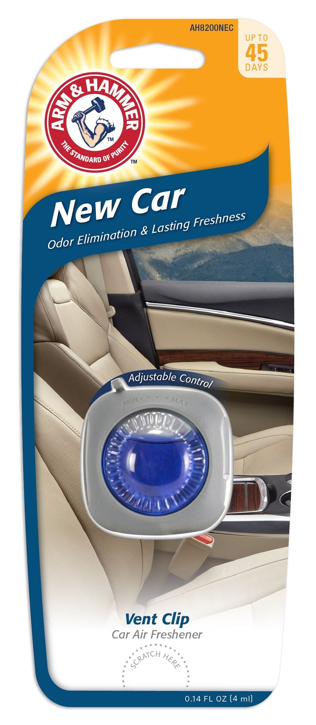 Arm & Hammer Ah8200Nec Vent Clip Air Freshener, New Car, 1 Pack