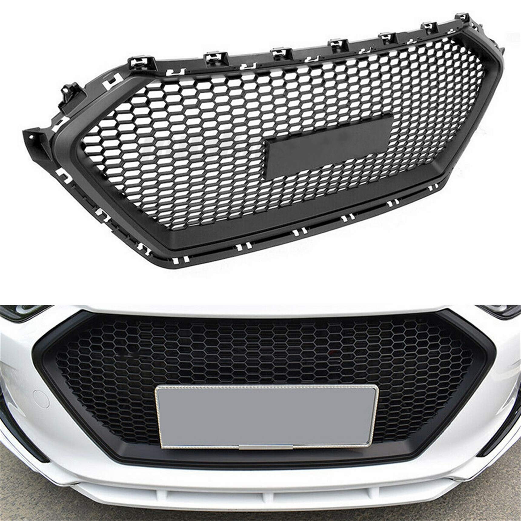 RainMan S ABS Plastic Front Bumper Grill Mesh Hood Front Center Middle Grille, Front Bumper Grille Replacement for 2017-2018 Hyu