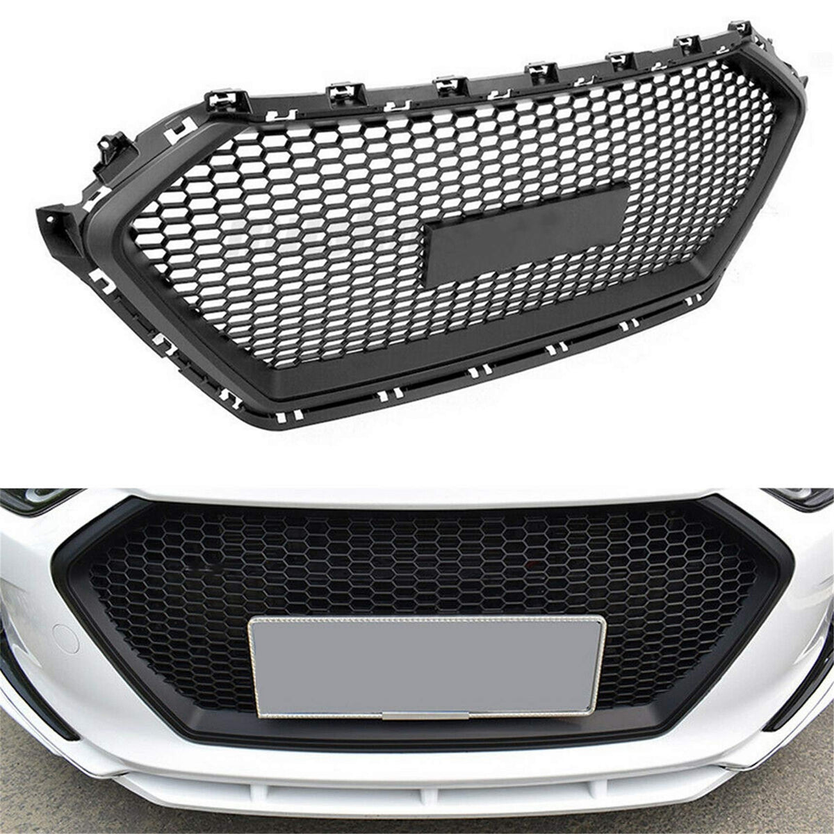 RainMan S ABS Plastic Front Bumper Grill Mesh Hood Front Center Middle Grille, Front Bumper Grille Replacement for 2017-2018 Hyu