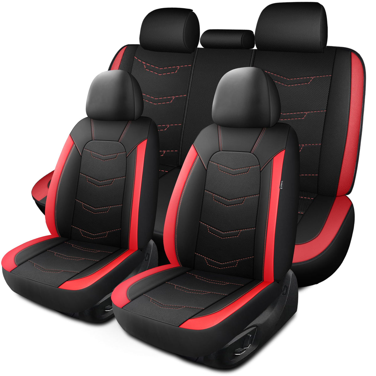HChengkikz Car Seat Covers Full Set,Leather Seat Covers,Breathable and Sporty Car Seat Cover,Universal Fit Anti-Slip Seat Covers