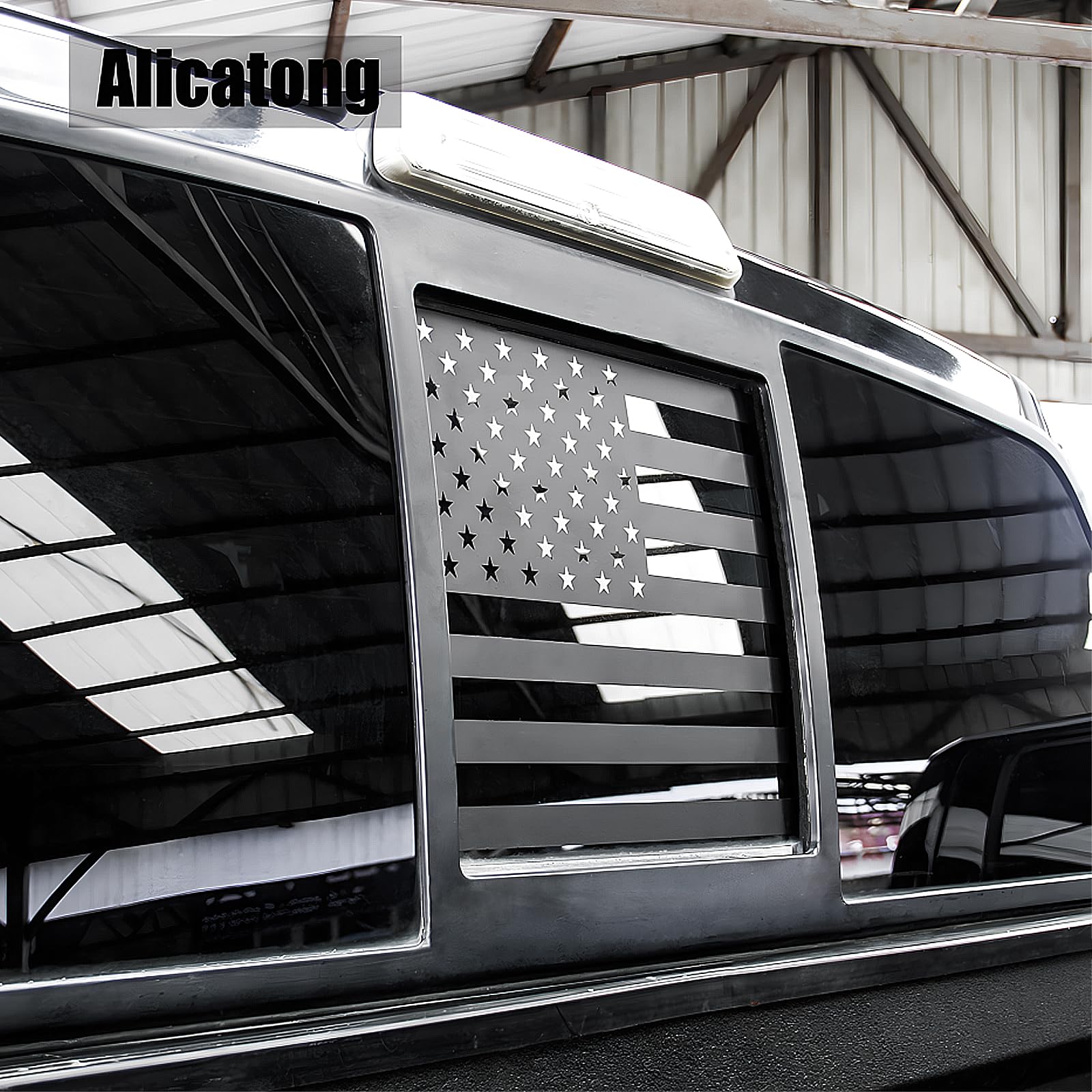 Alicatong Fits Chevy Silverado And Gmc Sierra 2019-2022 2023 2024 Rear Middle Back Sliding Window American Us Flag Vinyl Decal,
