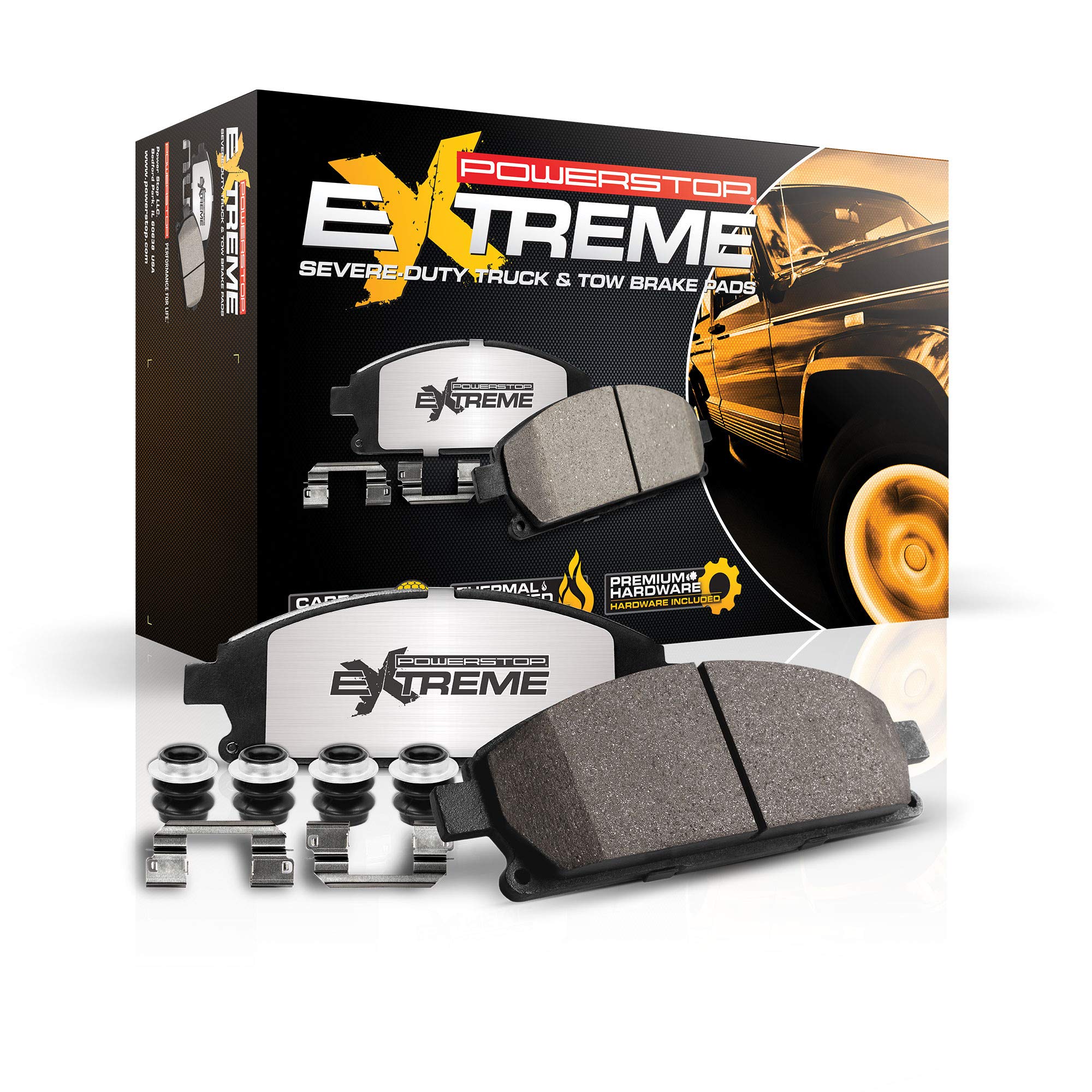 Power Stop Z36-1806 Rear Z36 Truck & Tow Carbon Fiber-Ceramic Brake Pads with Hardware For Chevrolet Colorado 2015-2020, GMC Can
