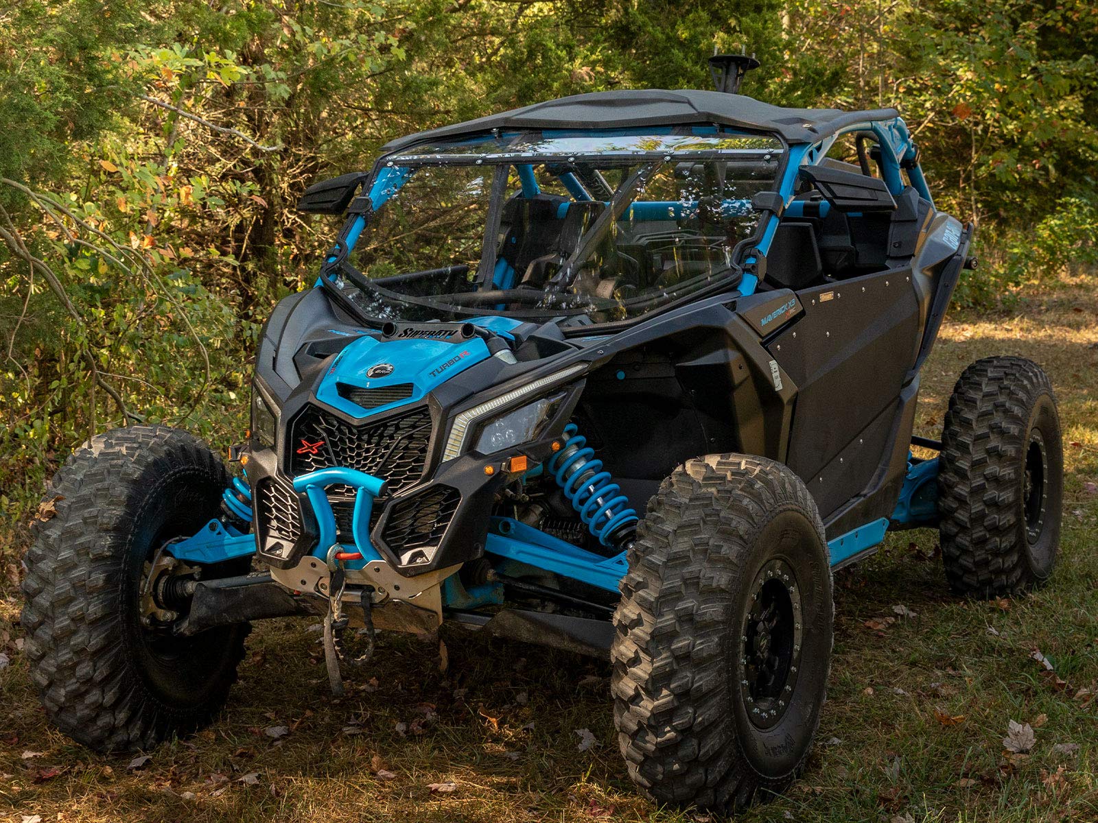 Superatv Heavy Duty Full Windshield For Can-Am Maverick X3 900 / X3 Turbo / X3 X / X3 Max (See Fitment) | 1/4' Thick Clear Scratch Resistant Polycarbonate | 250X Stronger Than Glass | Made In The Usa!