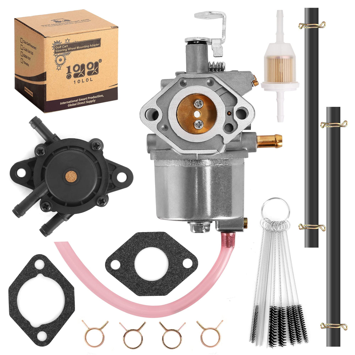 10L0L Carburetor Kit For Club Car Ds, Precedent, Turf, Carryall Golf Cart 1996-Up Kawasaki Fe350 Engine, Replace Oem 1016441-01 