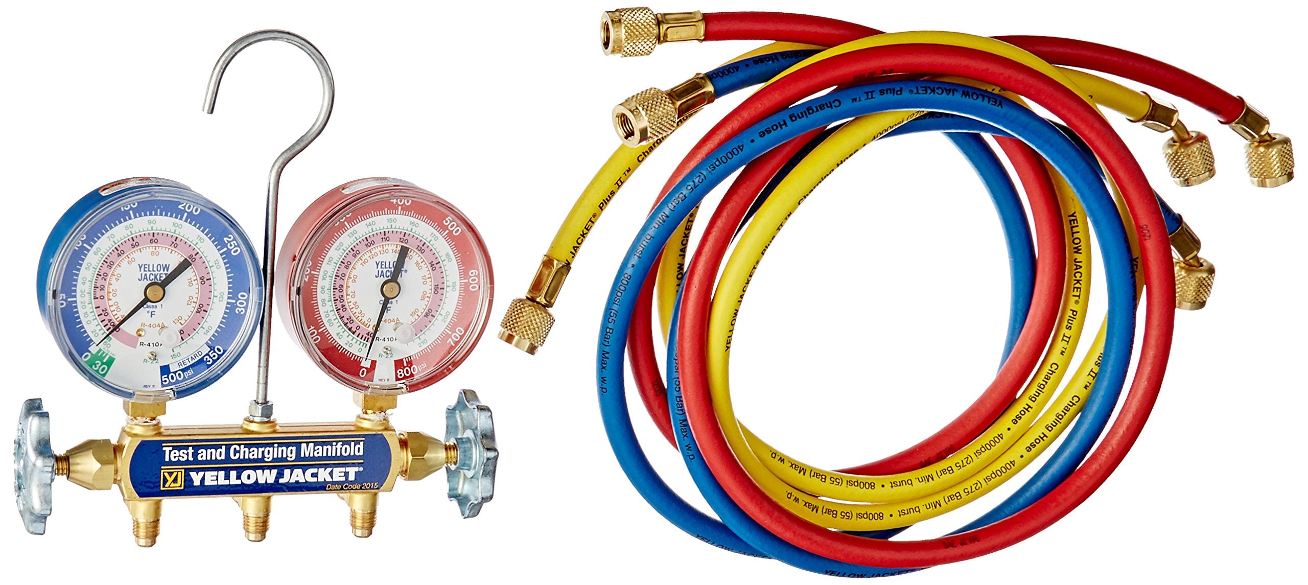 Yellow Jacket 42004 Series 41 Manifold With 3-1/8' Gauge, Psi, R-22/404A/410A