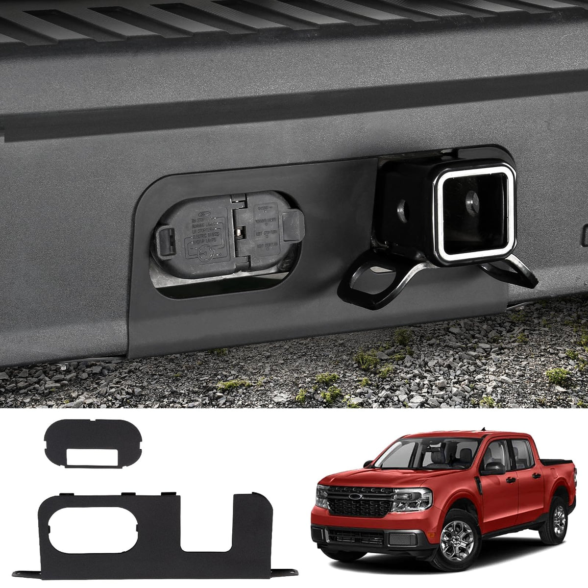Mabett Rear Bumper Cover Plate For 2022-2025 Ford Maverick Accessories, Hitch Surround Cover Protection For Maverick With 4/7-Pi