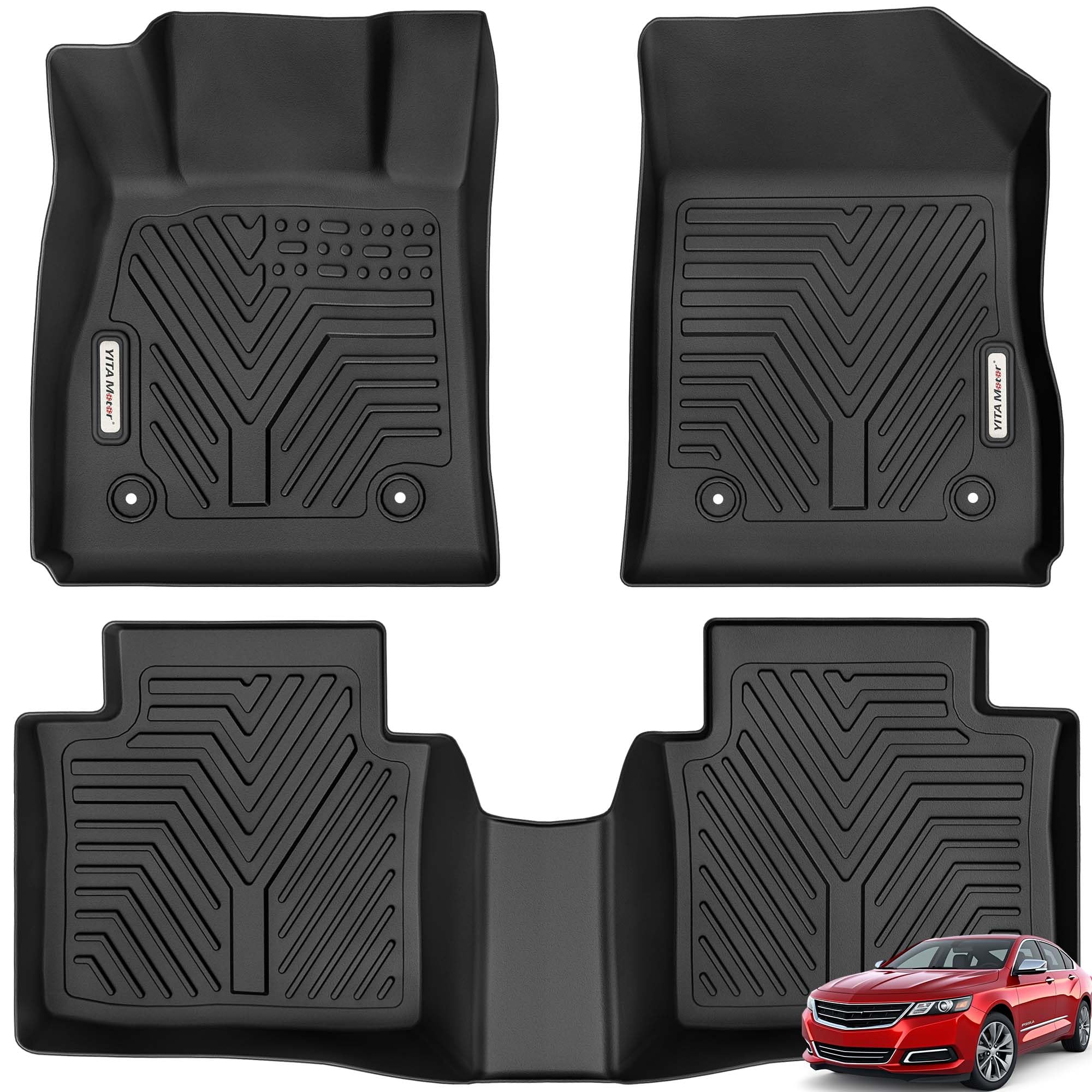 Yitamotor Floor Mats Compatible With 2014-2020 Chevrolet Impala, Custom Fit Black Tpe Floor Liners 1St & 2Nd Row All-Weather Pro