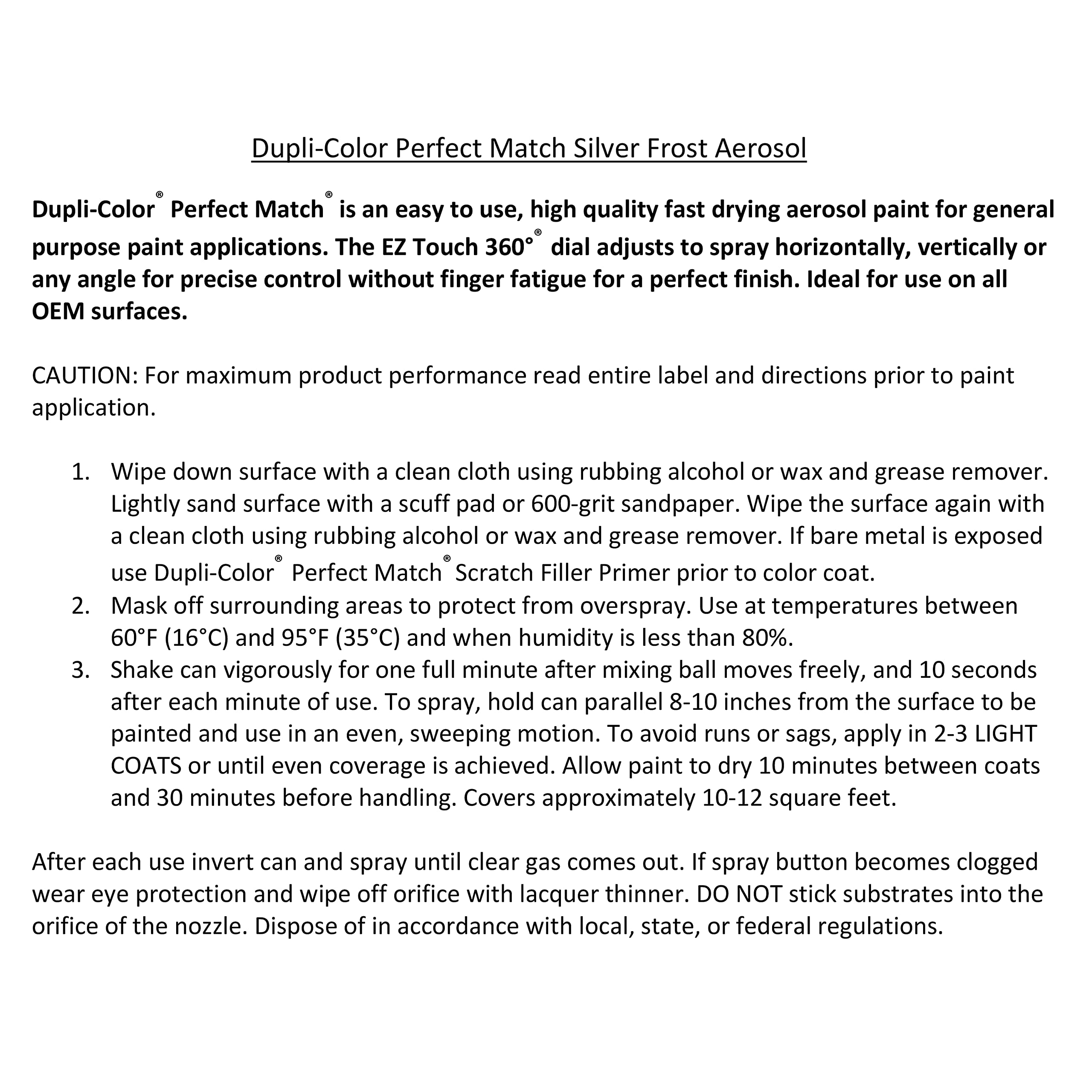 Dupli-Color Ebfm03417 Perfect Match Automotive Spray, Ford Silver Frost, Ts – 8 Oz. Aerosol Can