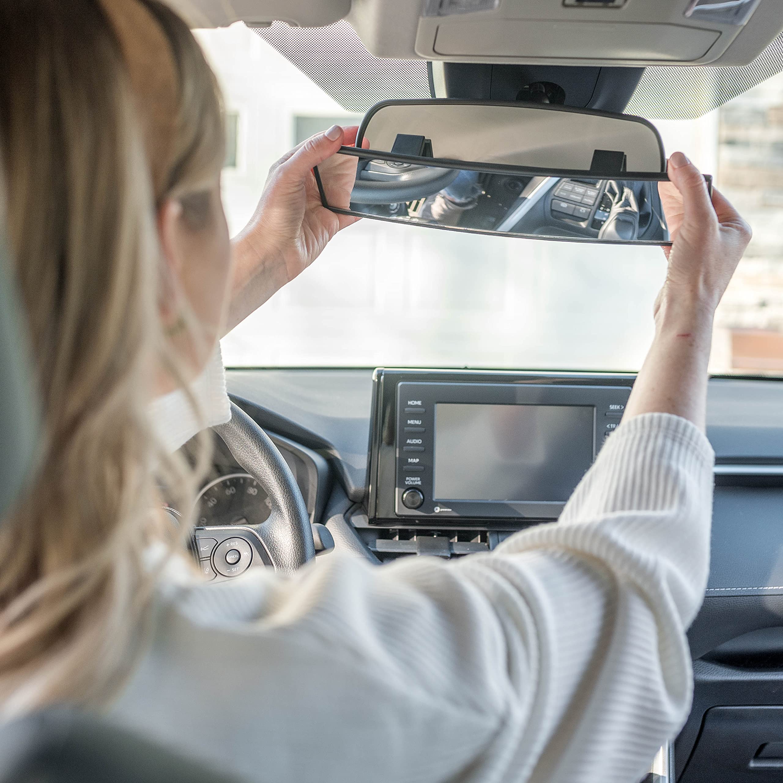 Verivue Mirrors Universal 12 Inch Interior Clip On Panoramic Rearview Mirror, Anti Glare, Clear Tint, Wide Angle Mirror, Car Mir