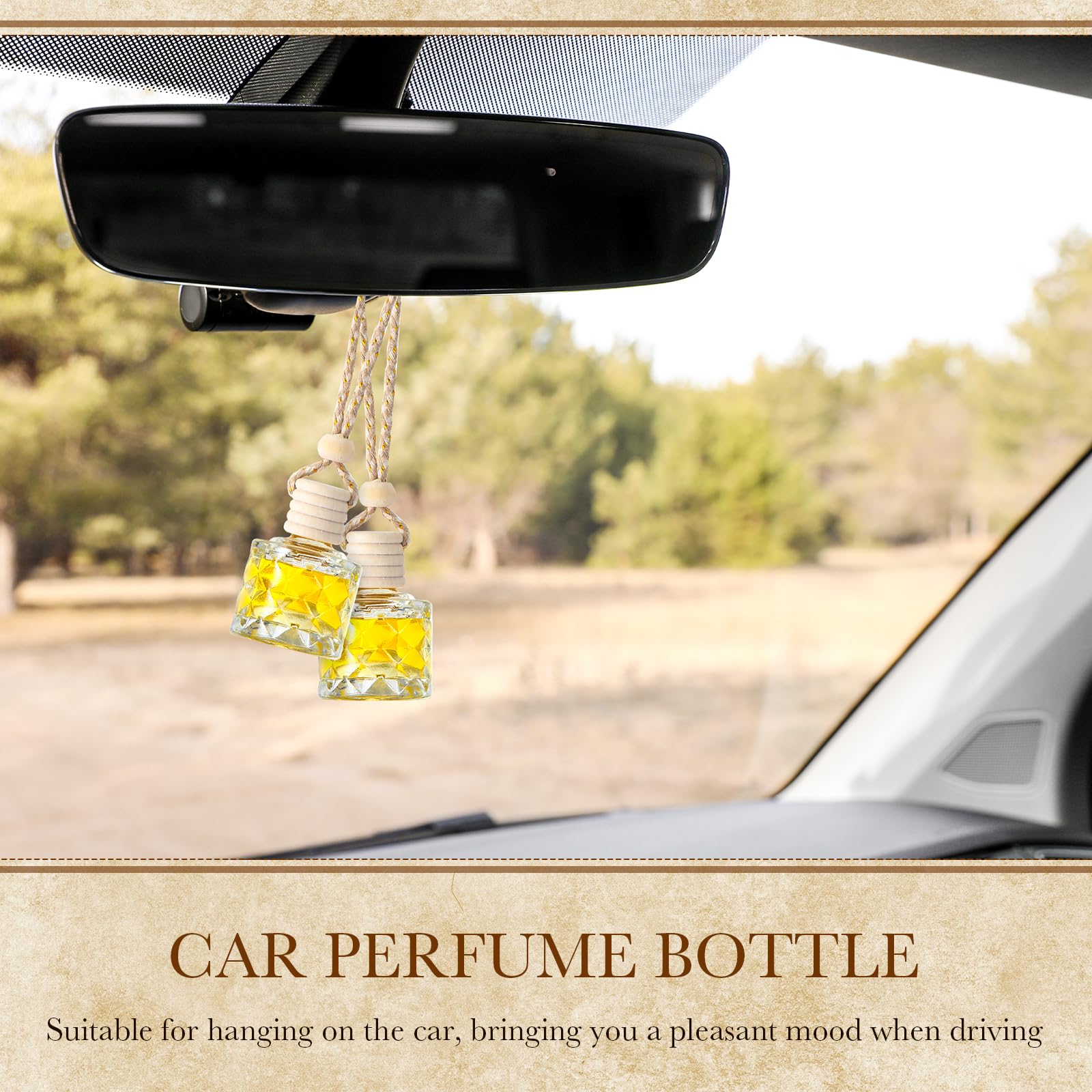 Bbto 50 Pcs Hanging Car Air Freshener Car Diffuser Bottles Empty Glass Perfume Bottle Freshener Diffuser Bottle Pendant For Esse