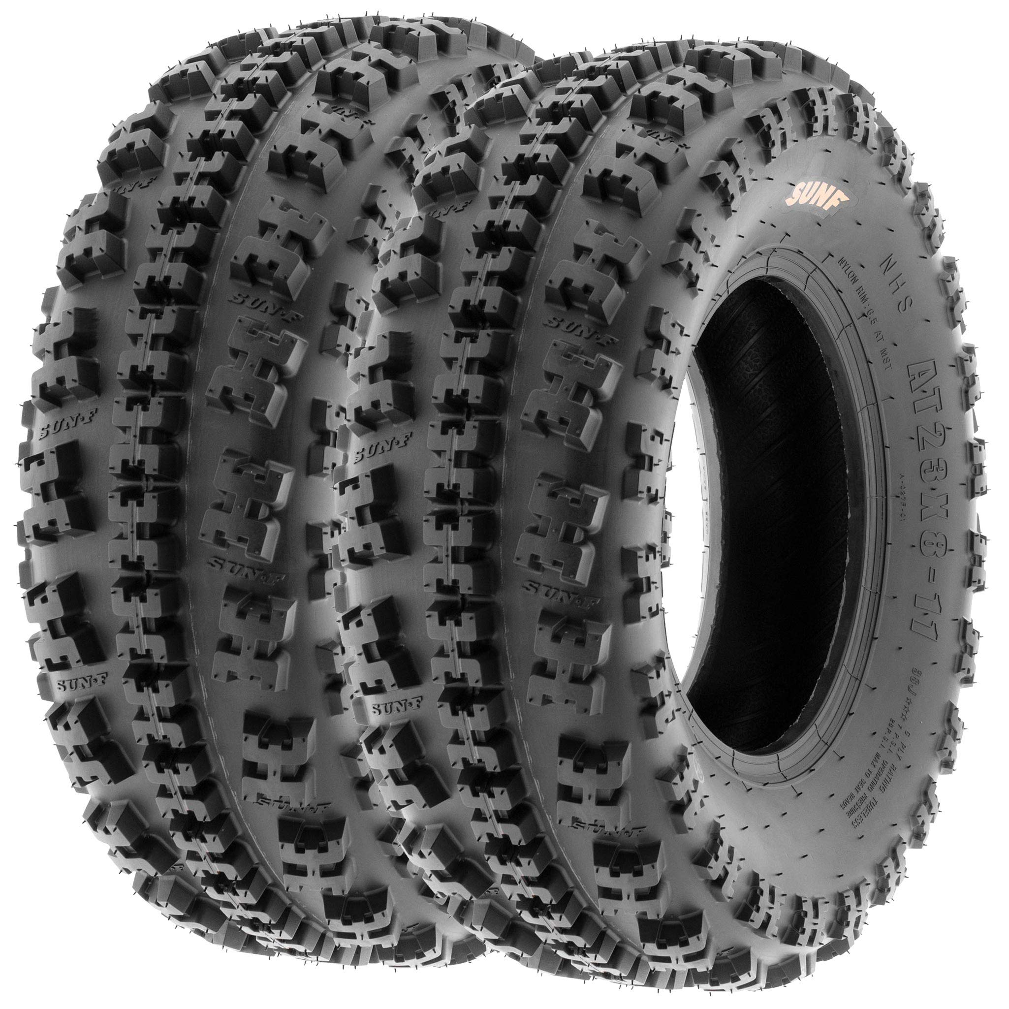 Set Of 4 Sunf Xc 19X7-8 Front & 18X10.5-8 Rear Atv Utv Knobby Sport Tires, 6 Pr Tubeless A027