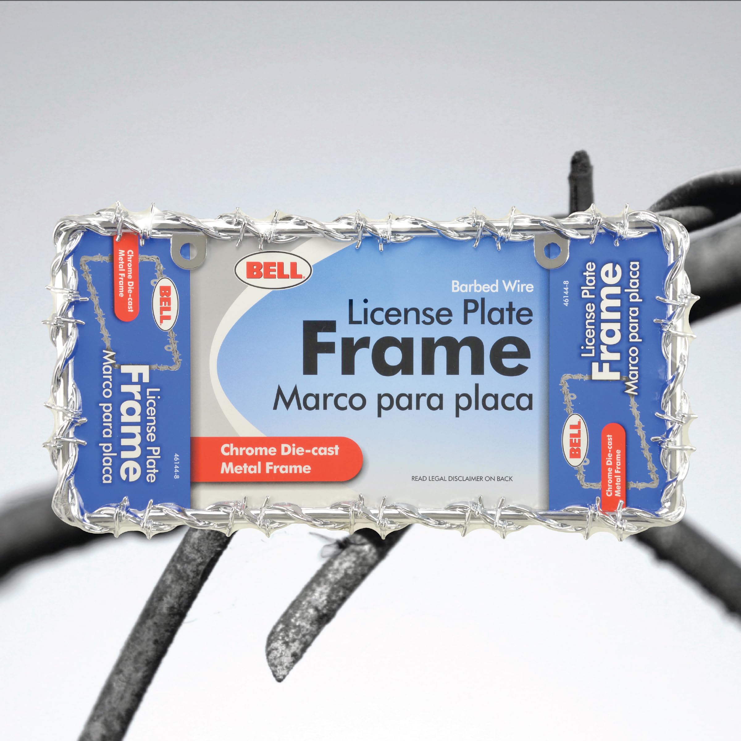 Bell Automotive 22-1-46144-8 Universal Barbed Wire Design License Plate Frame