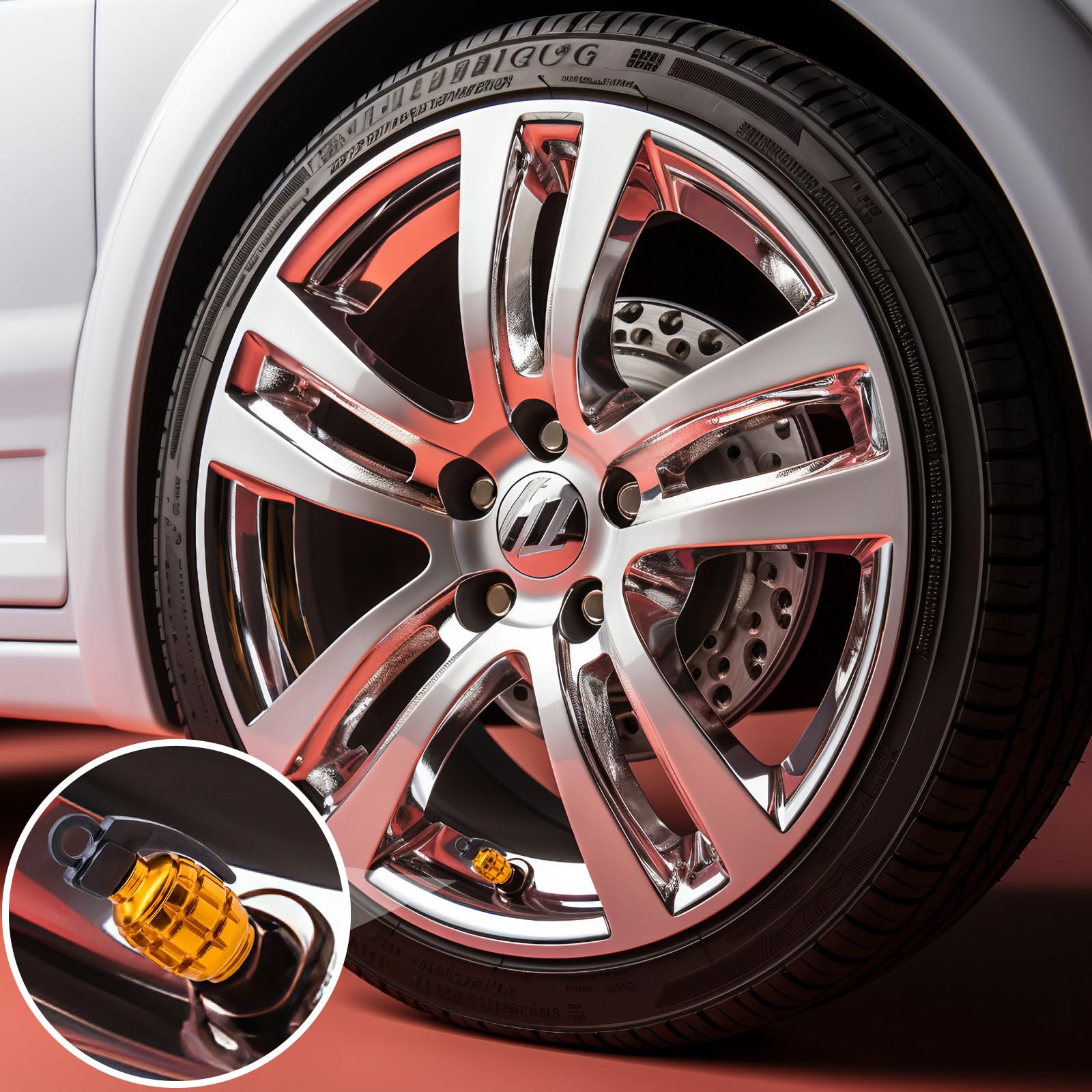 Meajoo 4Pcs Car Tire Valve Stem Caps, Aluminium Alloy Tire Valve Stem Covers Universal Car Wheel Tire Valve Caps For Cars, Truck