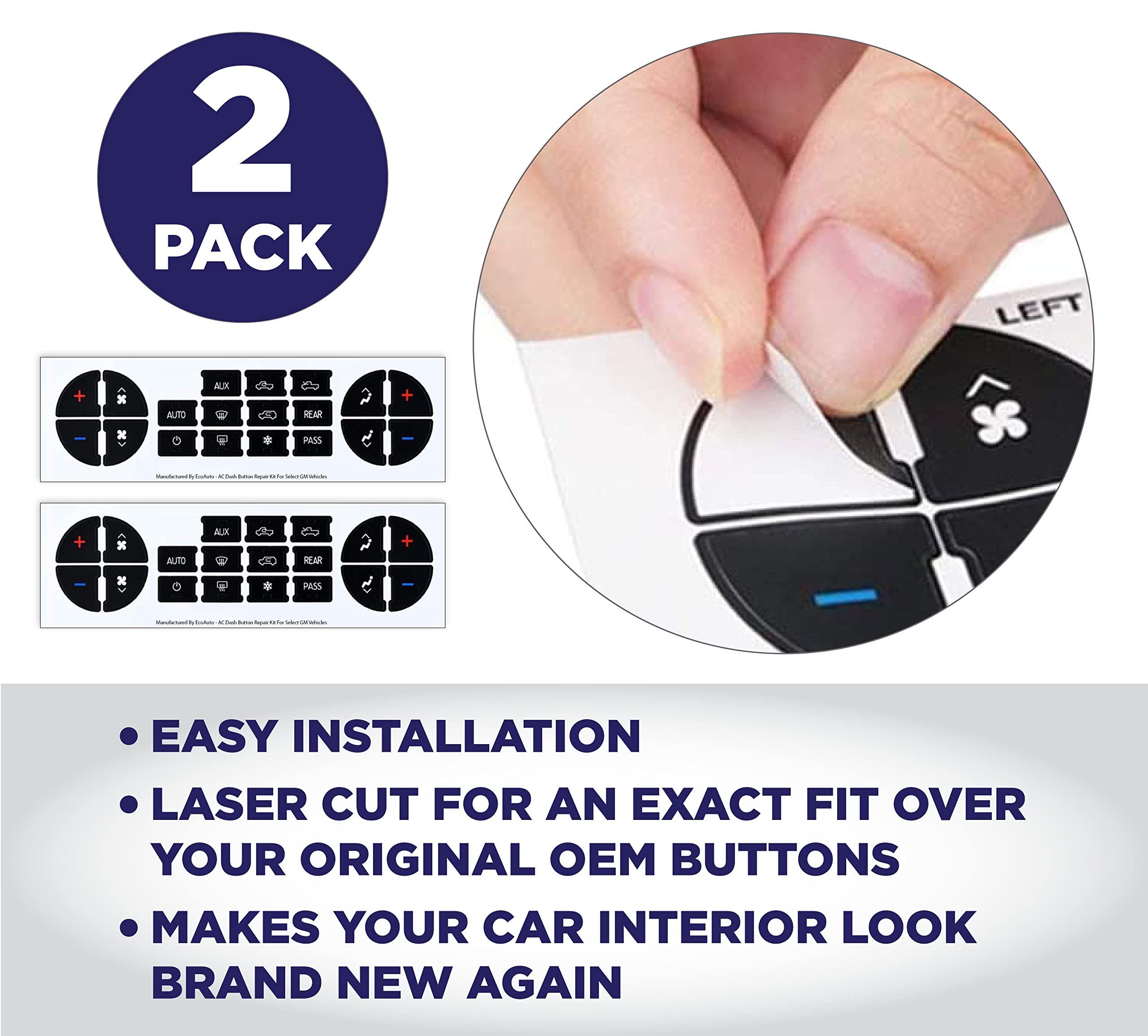 Ecoauto Ac Dash Button Repair Kit For Select Gm Vehicles - Fix Ruined Faded A/C Controls Premium Design & Made In Usa (Pack Of 2)