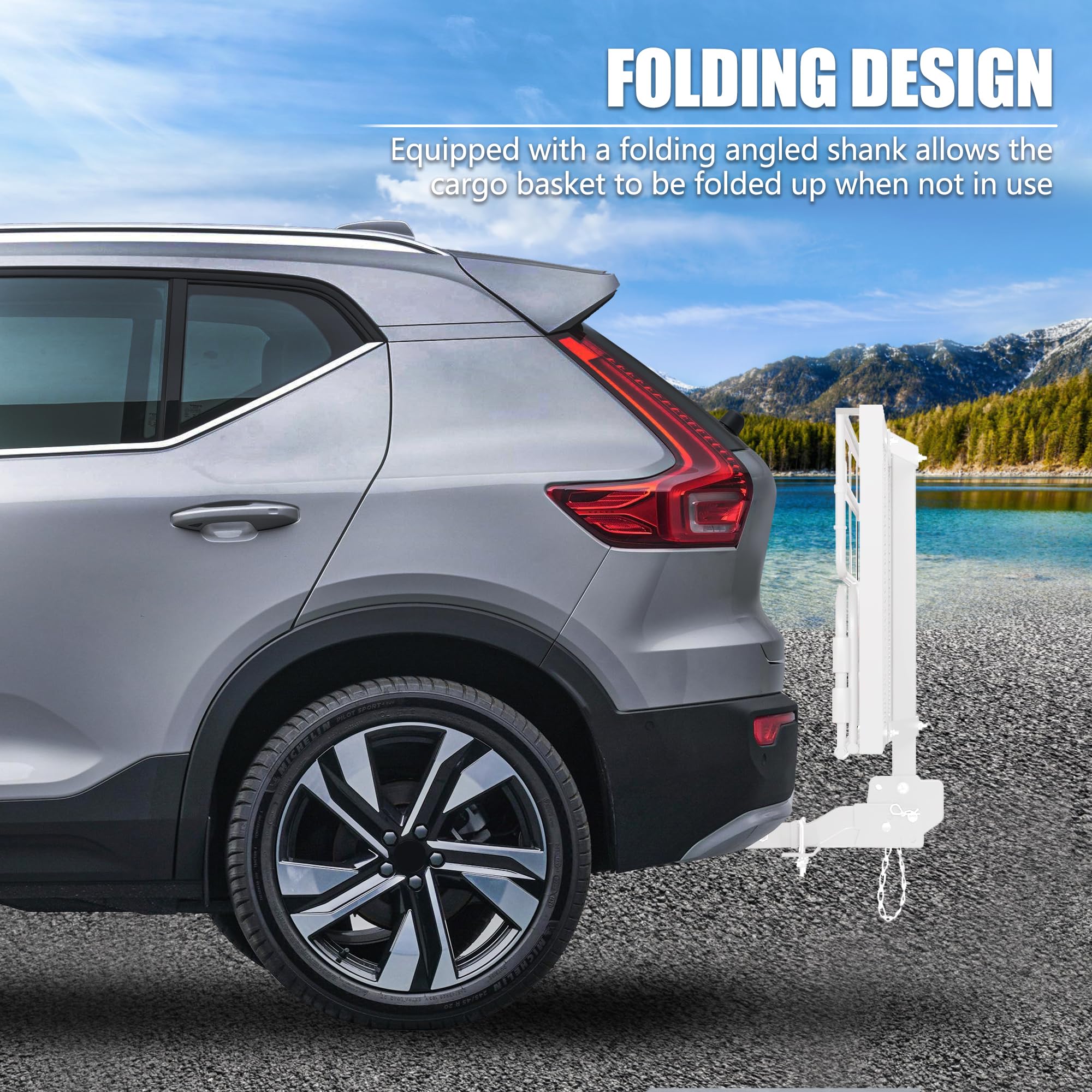 Kairay 500 Lbs Heavy Duty Hitch Mount Cargo Carrier 60'' X 24'' X 14.4'' Folding Cargo Rack Rear Luggage Basket Fits 2'' Receive