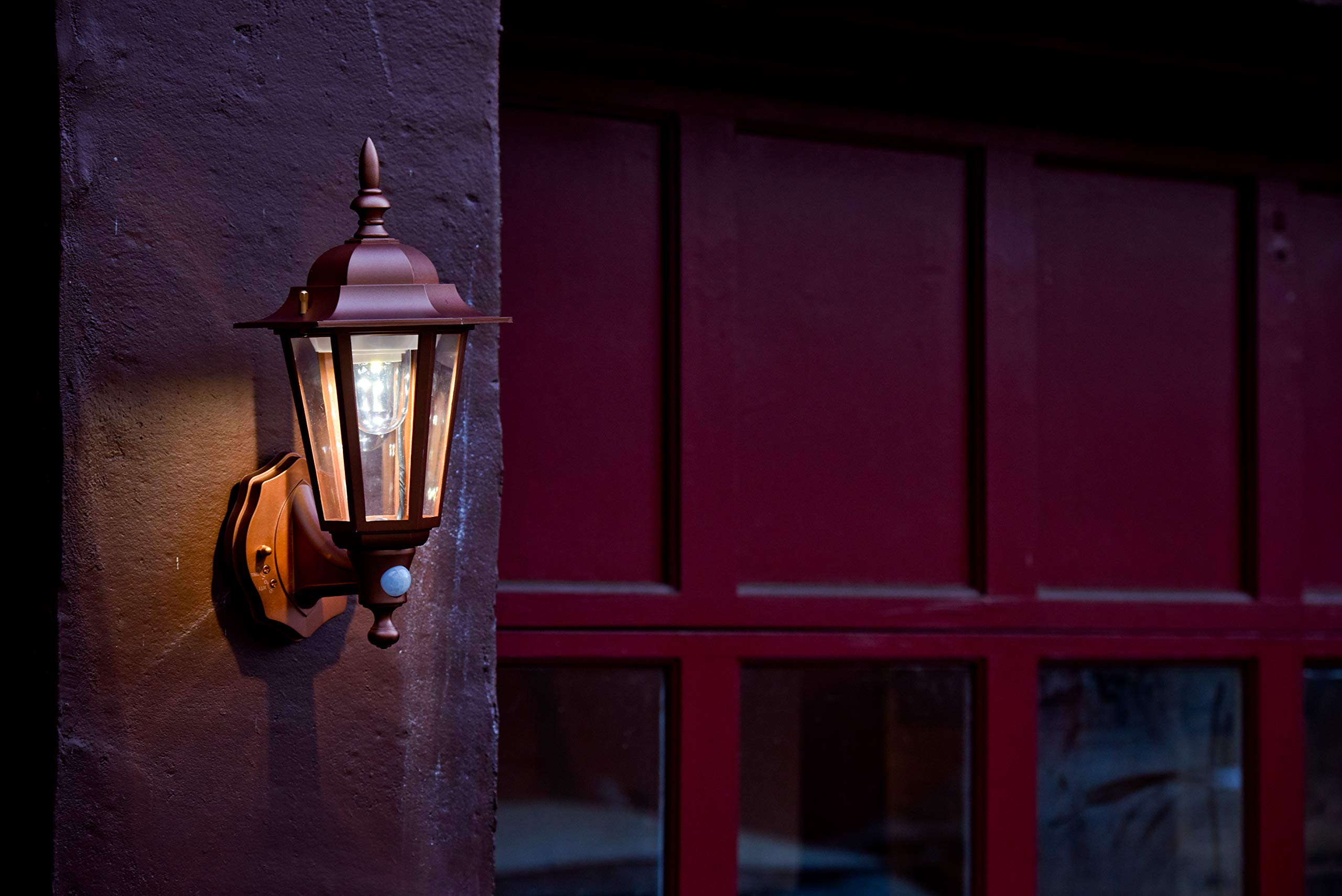 Maxsa 46719 Battery-Powered LED Motion-Activated Outdoor Wall Sconce-Copper-8.5'' x 6'' x 13