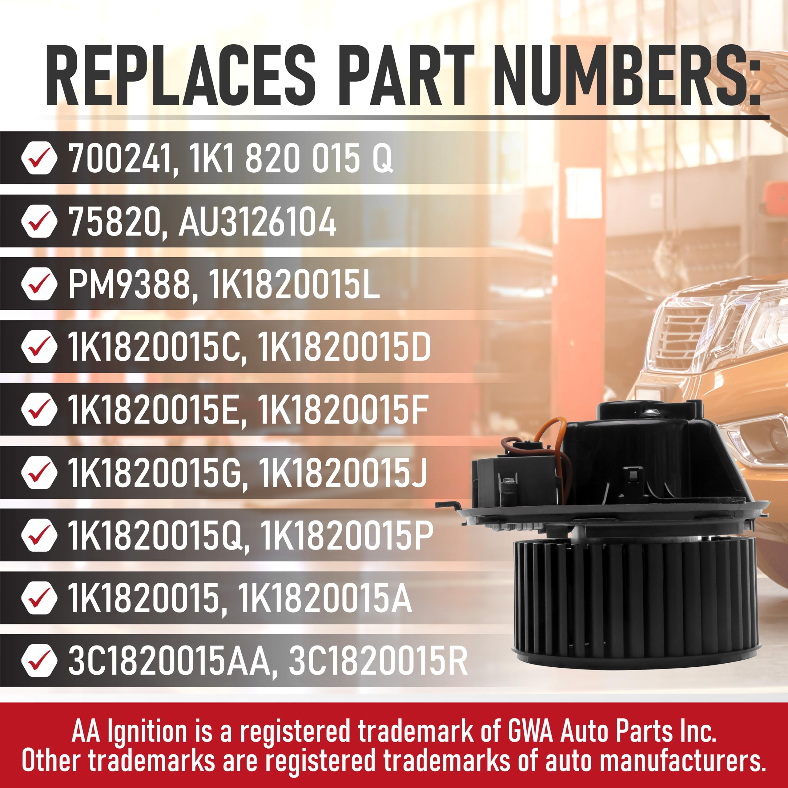 Hvac Blower Motor Replacement With Fan & Resistor - Compatible With Audi And Volkswagen - A3, A3 Quattro, Tt, Tt Quattro, Tts Qu