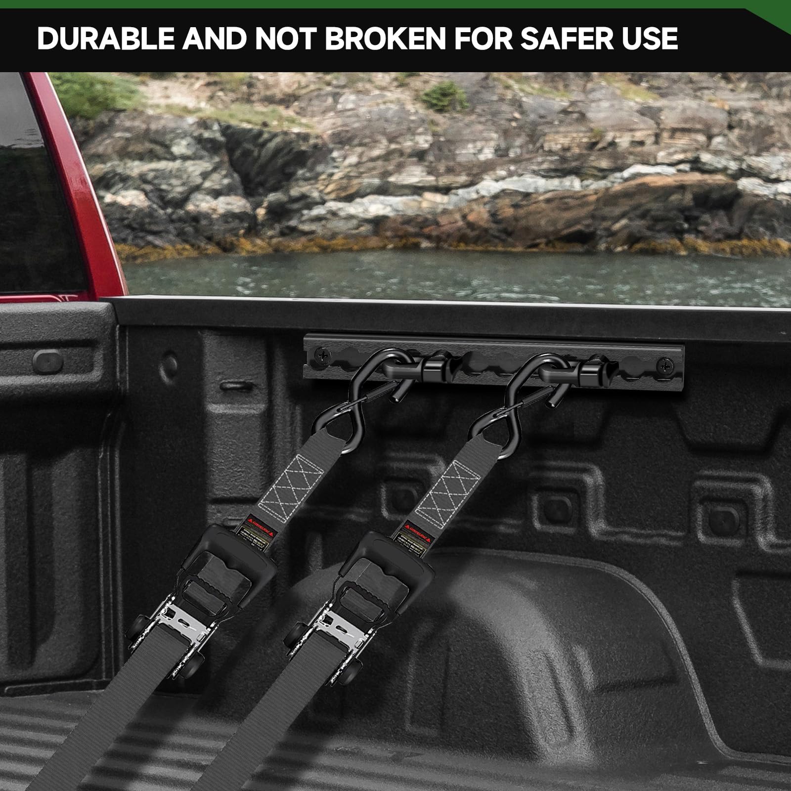 L-Track Double Stud Tie Down Fitting | Used With L Track Rail For Truck Bed,Trailer Cargo Control,Pickup,Rv,Atv,Bearing 5000Lbs Heavy Duty Steel (Pack Of 6 Black)