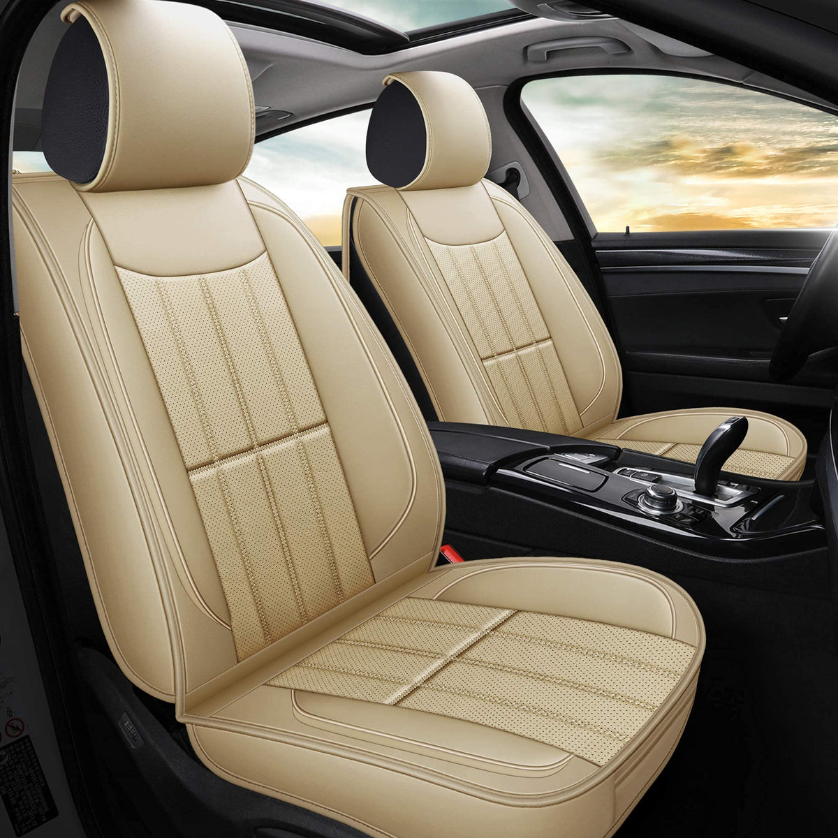 Aoog Leather Car Seat Covers, Leatherette Automotive Vehicle Cover For Cars Suv Pick-Up Truck, Universal Non-Slip Vehicle Cover