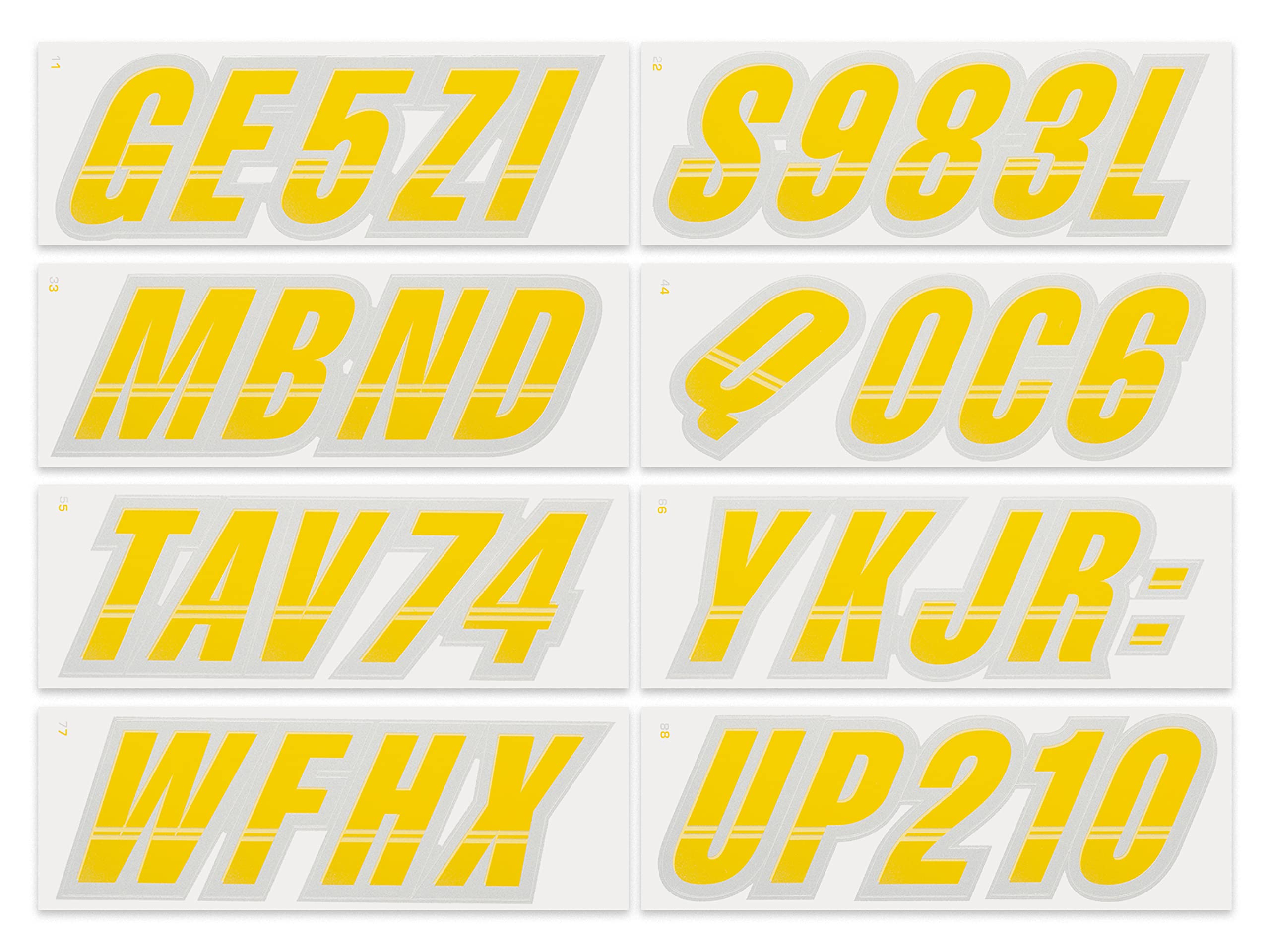 Stiffie Techtron Yellow/Silver 3 '' Boat & Pwc Registration Decals  Numbers Letters Stickers