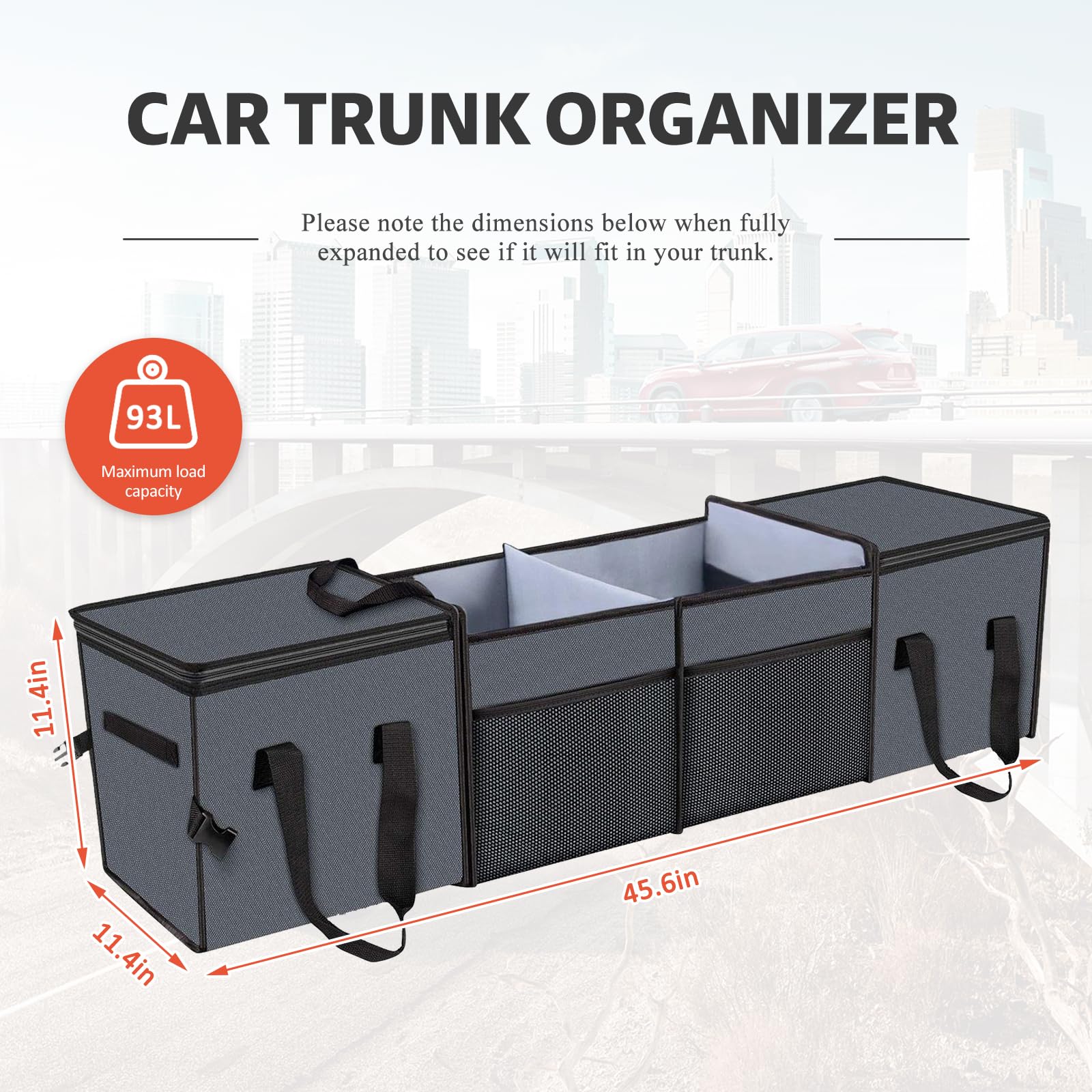 X-Cosrack Car Trunk Organizer, Storage With Insulation Cooler Bags For Suv, Truck, Automotive, Van, Cargo, Collapsible Portable