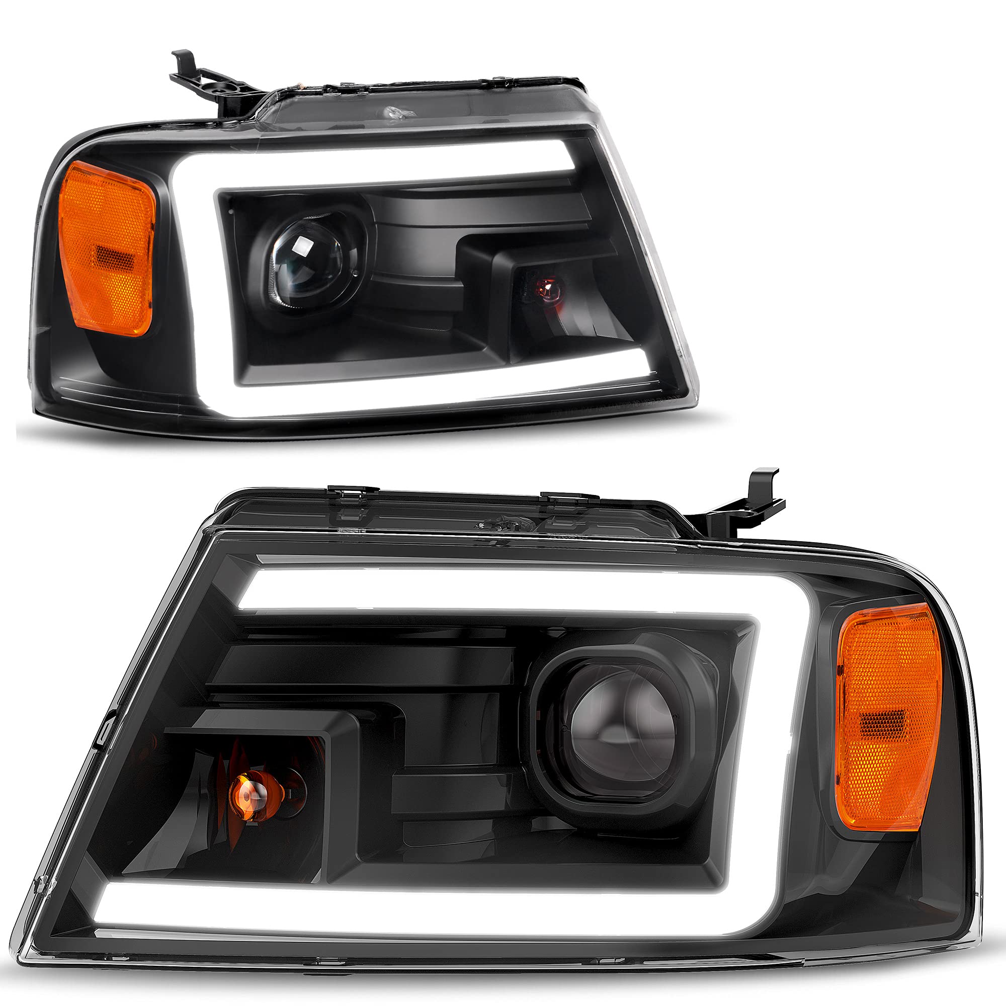 Autosaver88 Led Drl Headlights Assembly Compatible With 2004-2008 04-08 Ford F150 Headlamp Replacement Pair Black Housing (Not C