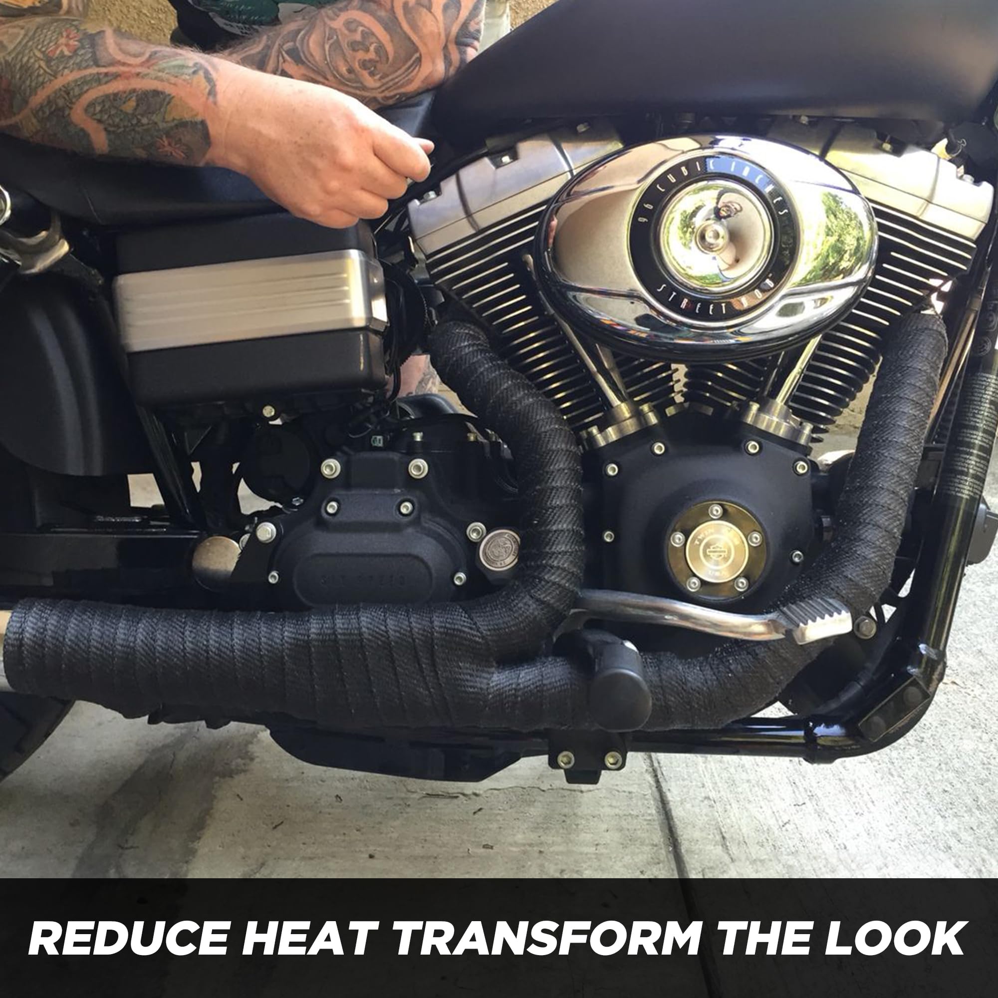 Exhaust Heat Wrap,2   X 16 Ft, Motorcycle Fiberglass Heat Shield Tape With Stainless Ties, Black