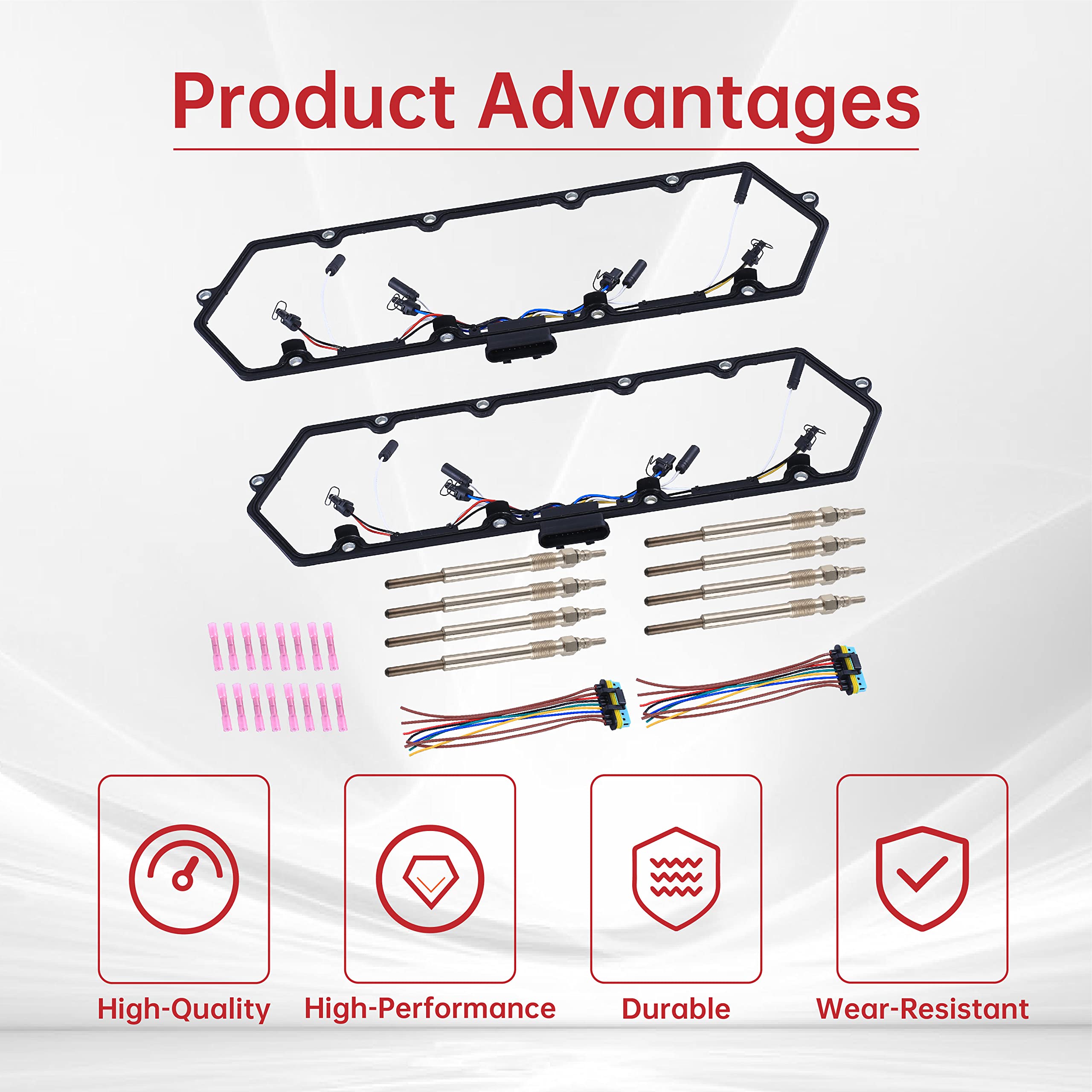 FGJQEFG Valve Cover Gaskets Harness with Glow Plugs Compatible with 98-03 Ford F250 E350 7.3L Powerstroke Diesel Replace F4TZ12A