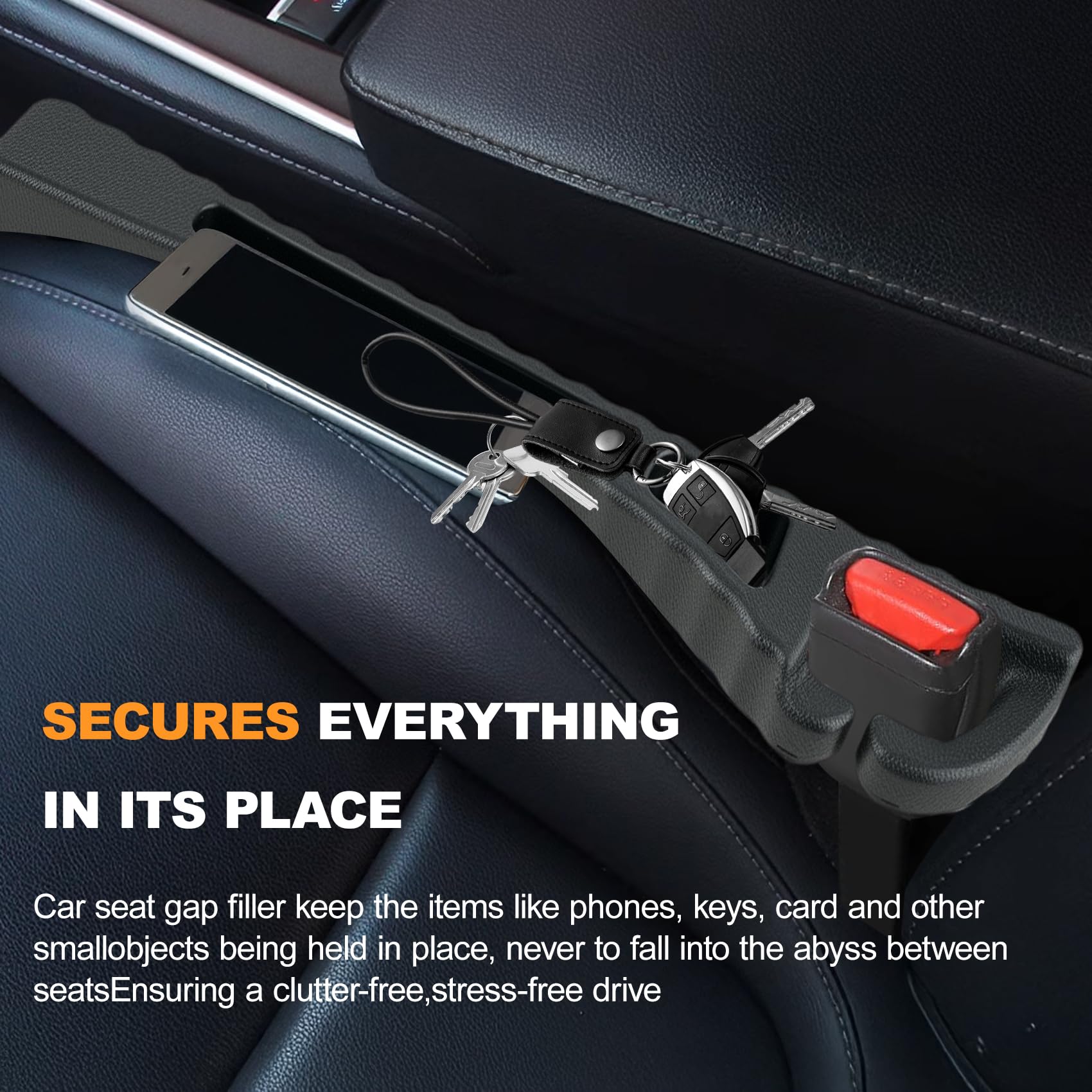 PARAROSE 2PCS Car Seat Gap Filler, Seat Gap Filler for Cars SUV Trucks, Car Essentials, Effectively Prevent Things from Falling
