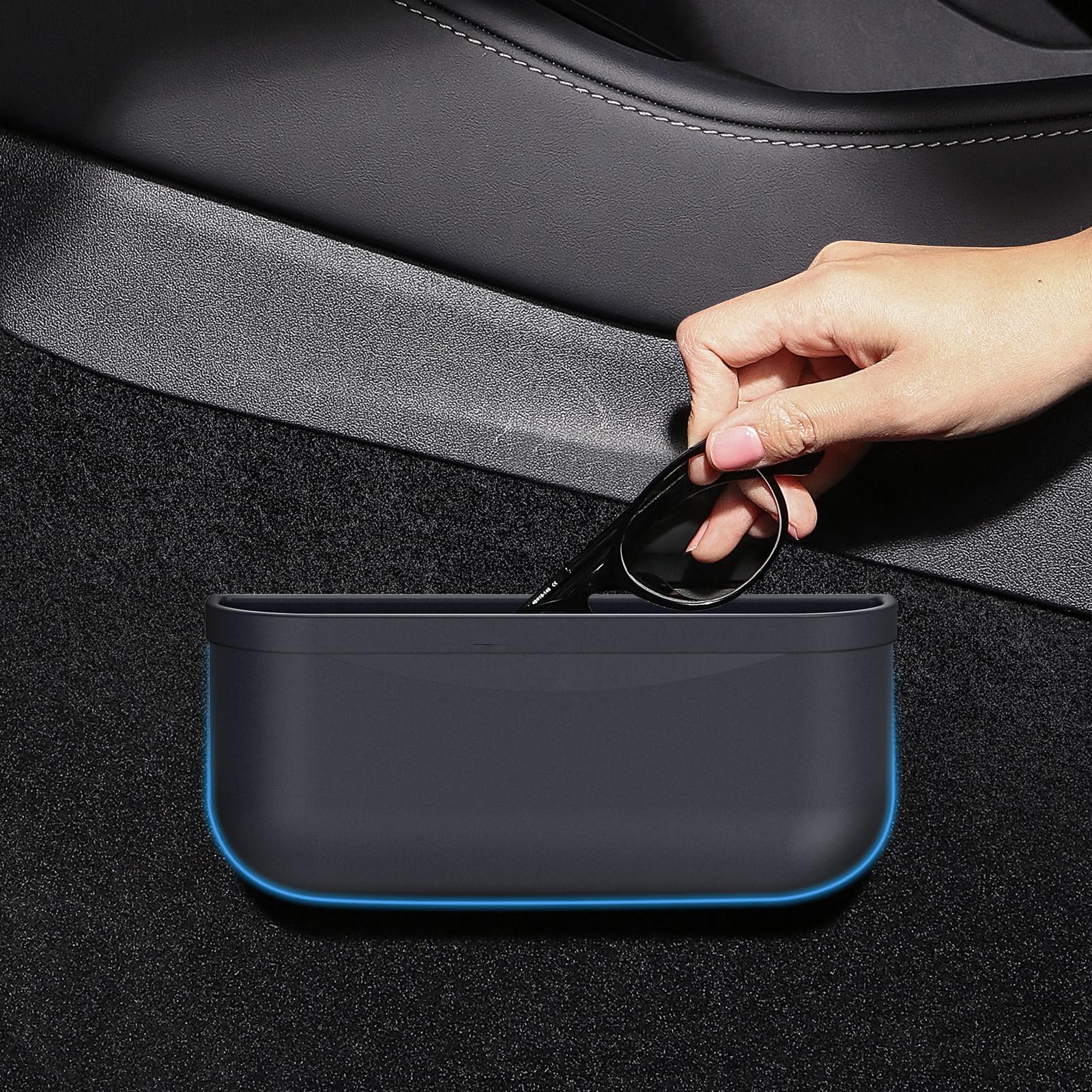 Evfitus For Tesla Model 3 Model Y Accessories Center Console Organizer Tray Storage Box Silicone Hook Sunglasses Coin Holder For