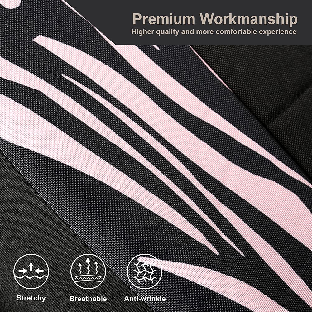 Giant Panda Pink Zebra Print Cloth Front Car Seat Covers, Bucket Seat Covers, Low Back Auto Seat Covers For Cars, Suv, Airbag Co