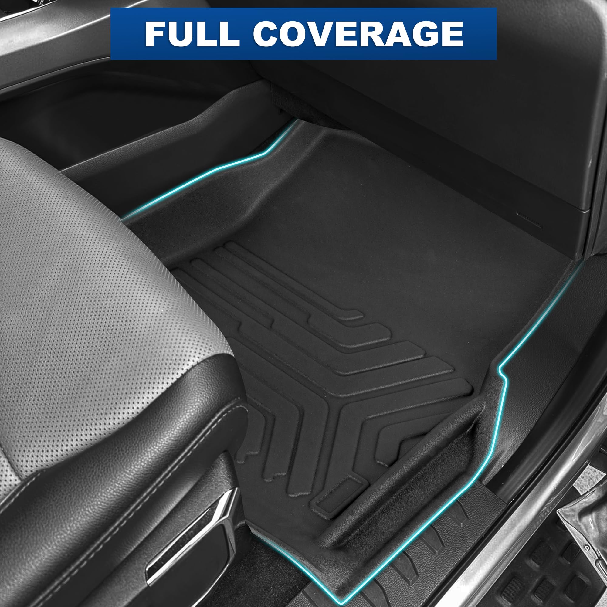 Weize Floor Mats Cargo Liner For Ford F150 Supercrew Cab 2015-2024 2025/2022-2025 F-150 Lightning Front & 2Nd Row All Weather Tp