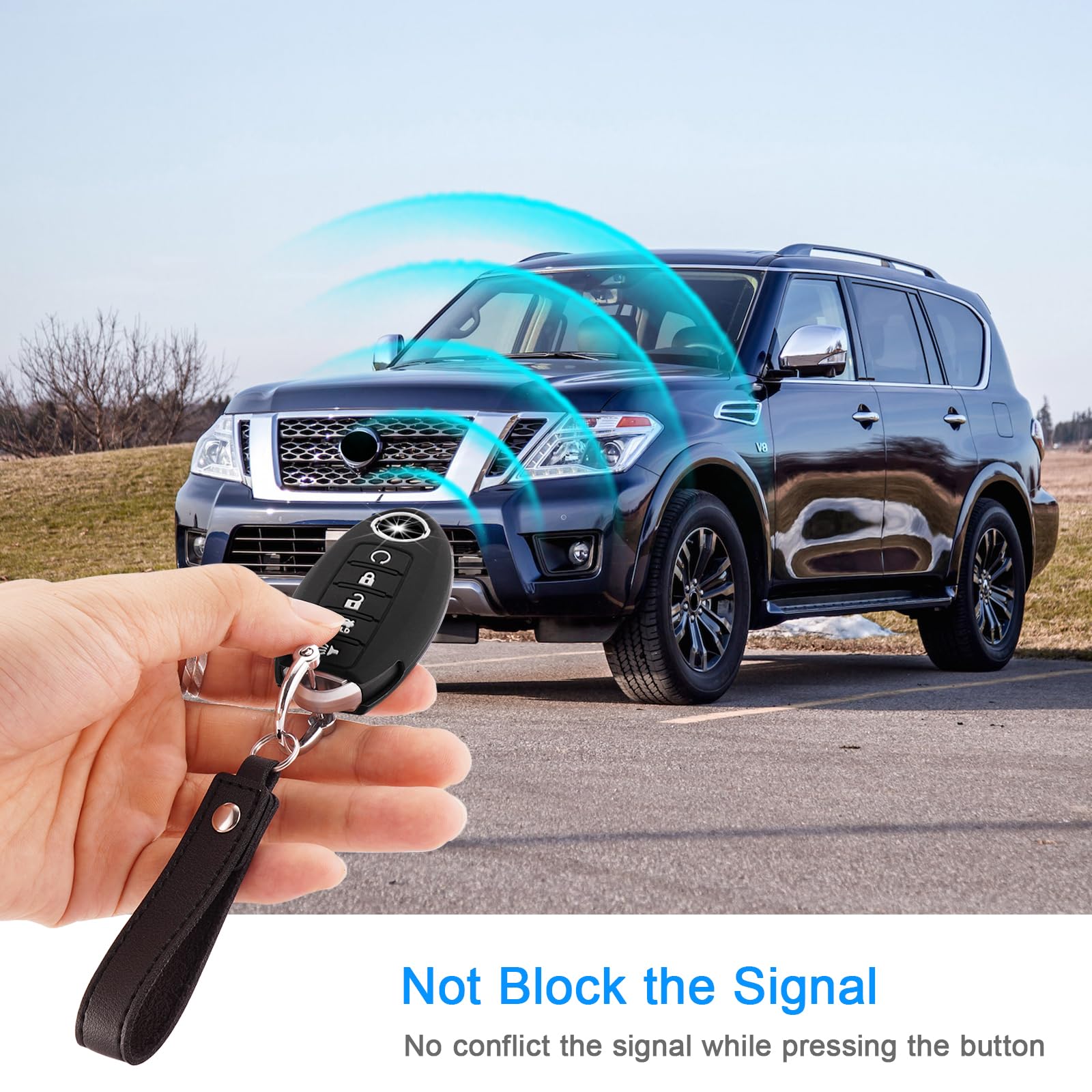 Koaudb Silicone Rubber Key Fob Cover Compatible With Accessories Altima Rogue Sentra Pathfinder Armada Maxima Murano 5 Buttons C